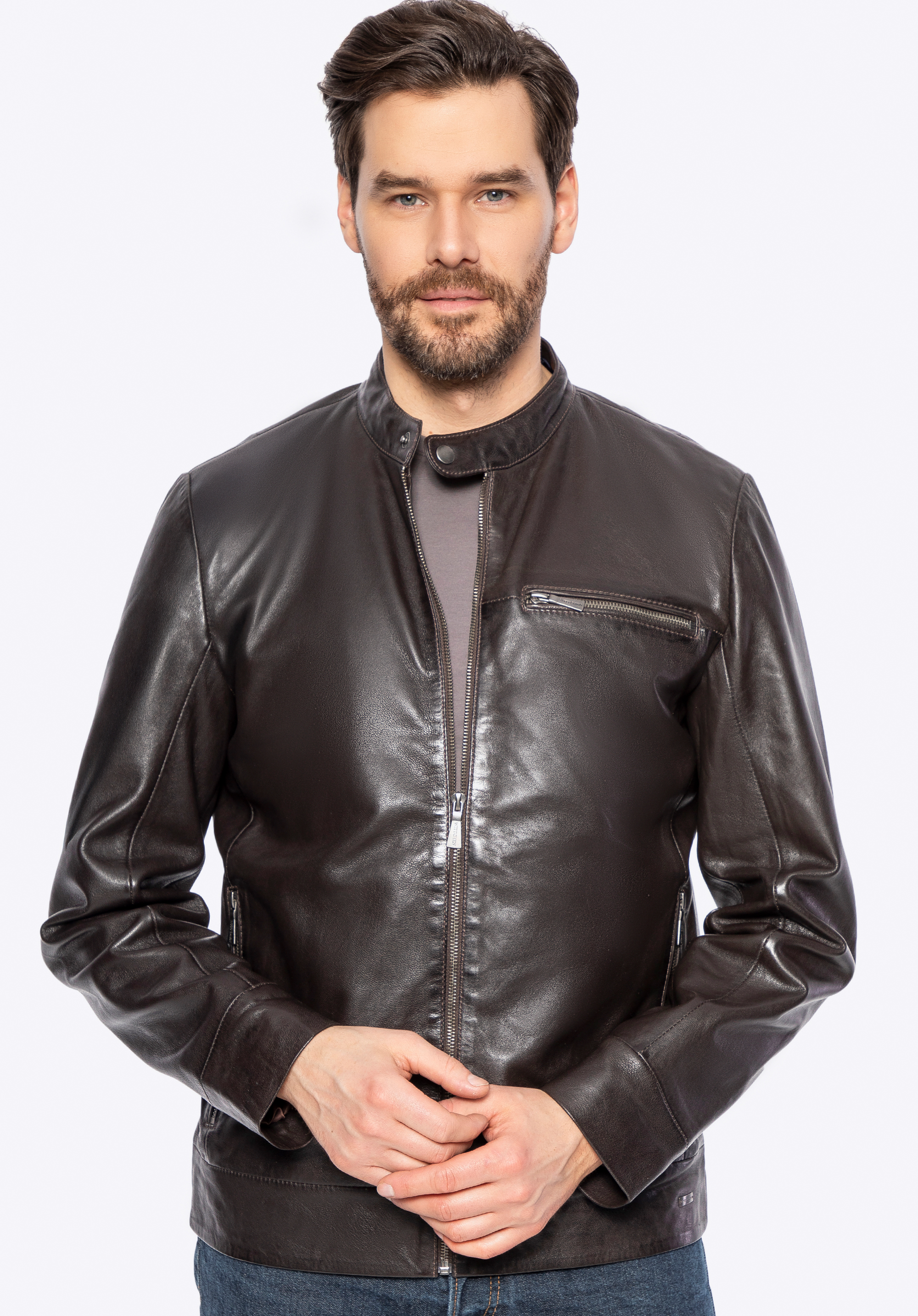 Herrenjacke aus naturbelassenem Schafsleder, dunkelbraun, 100-09-412-4-3XL, Bild 1