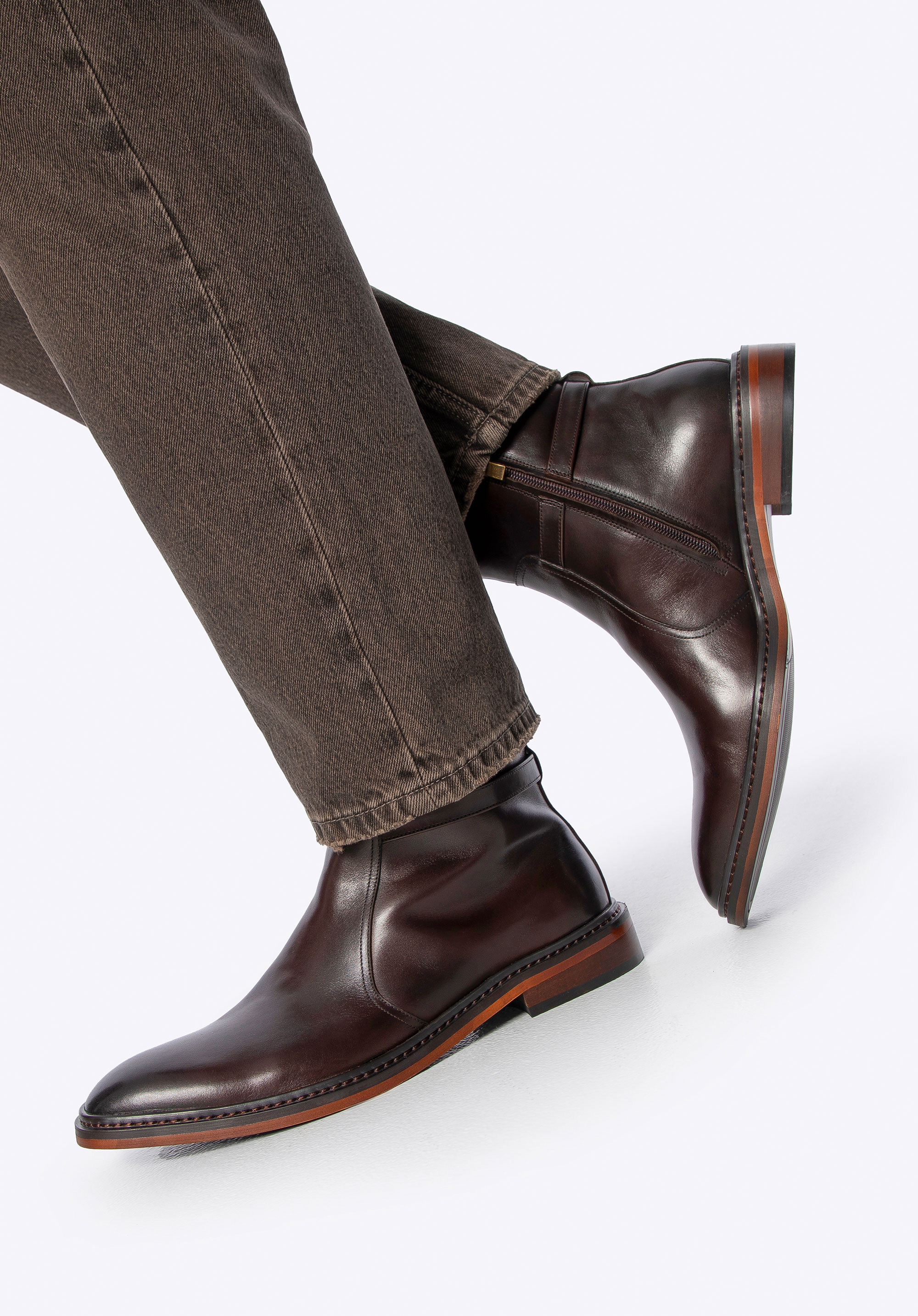 Herrenstiefel aus Naturleder mit flachem Absatz, dunkelbraun, 101-M-503-4-41, Bild 1