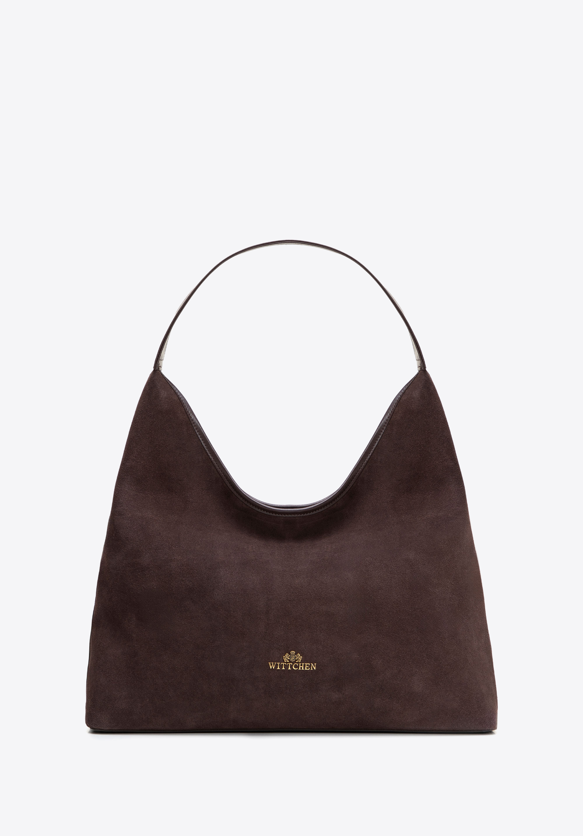 Hobo-Tasche aus Wildleder für Damen, dunkelbraun, 102-4E-607-4, Bild 1