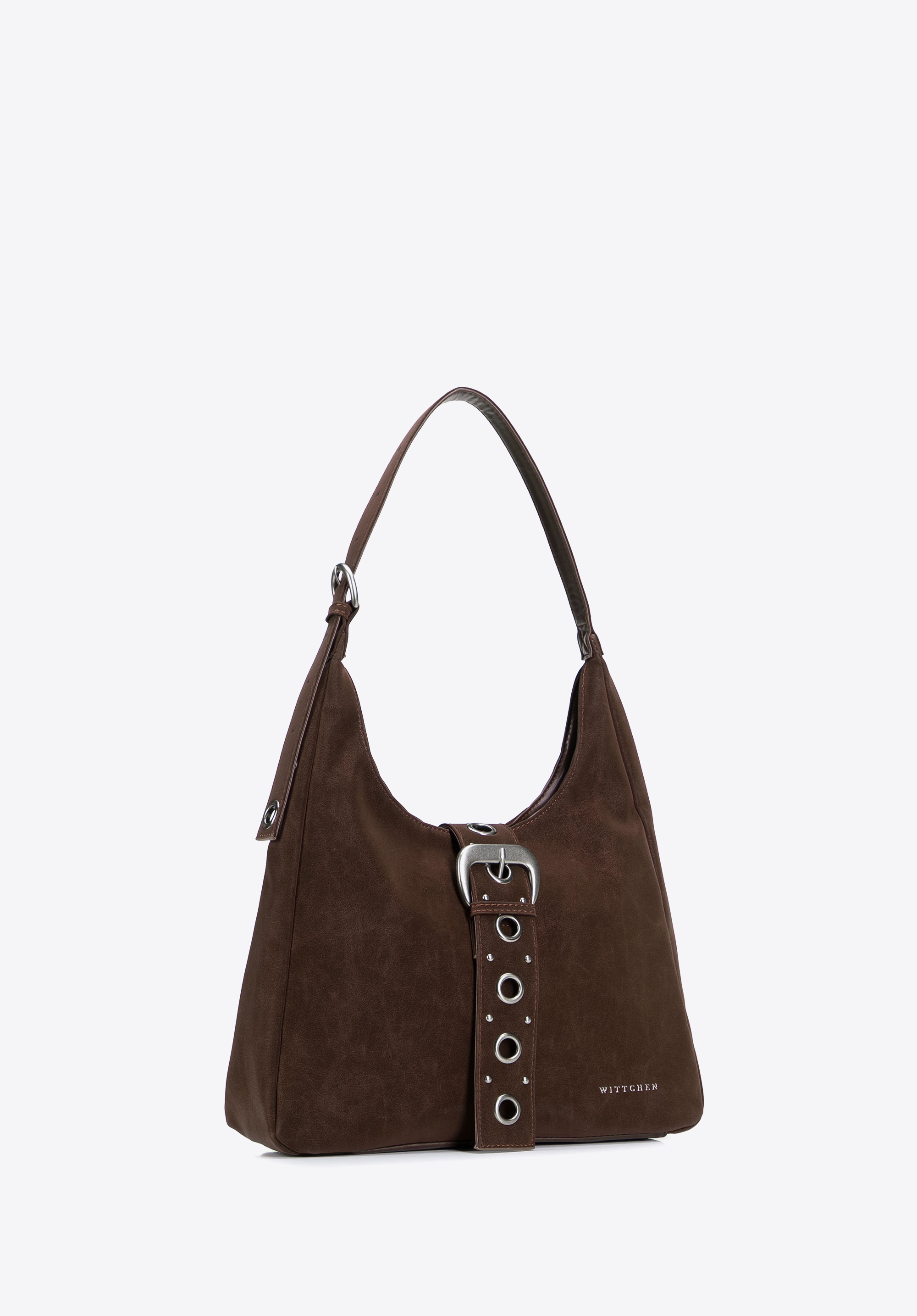 Hobo-Tasche mit Zierriemen, dunkelbraun, 103-4Y-505-4, Bild 1