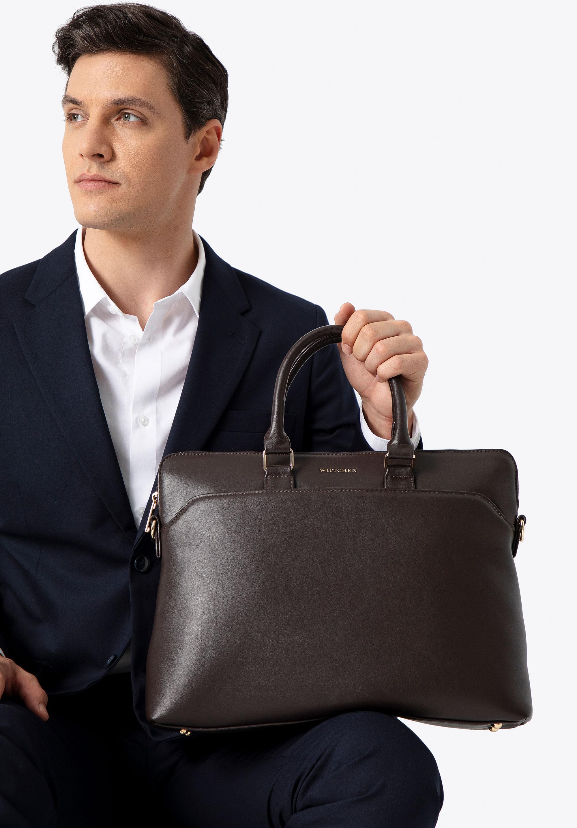 Laptop-Tasche 16“ aus Öko-Leder, dunkelbraun, 100-3P-906-4, Bild 1