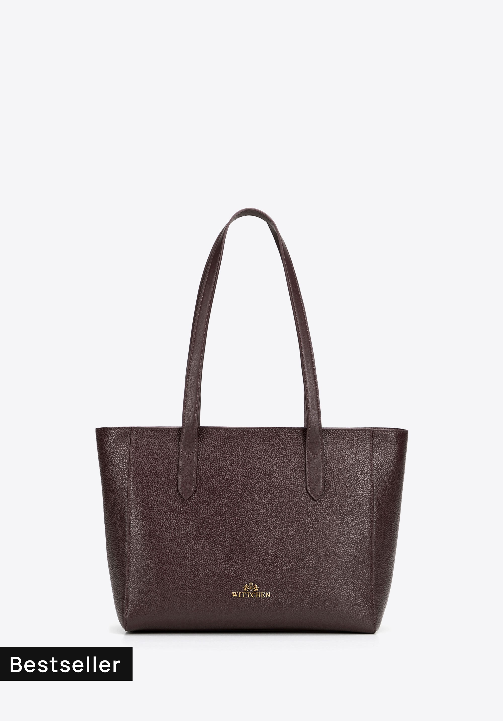 Leder-Einkaufstasche für Damen mit langen Henkeln, dunkelbraun, 103-4E-629-4, Bild 1
