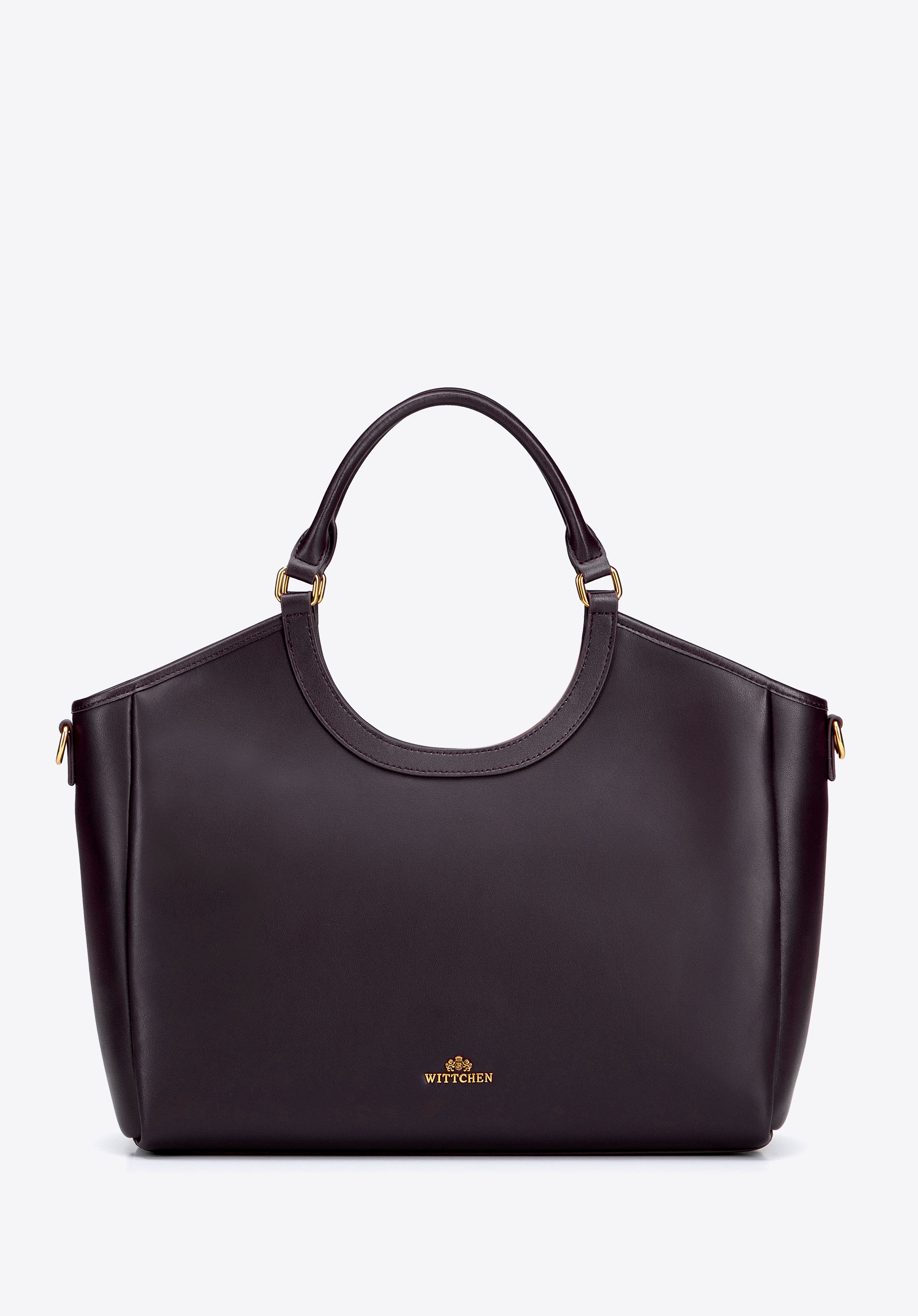 Leder-Einkaufstasche für Damen mit verstellbarem Riemen, dunkelbraun, 103-4E-205-4, Bild 1