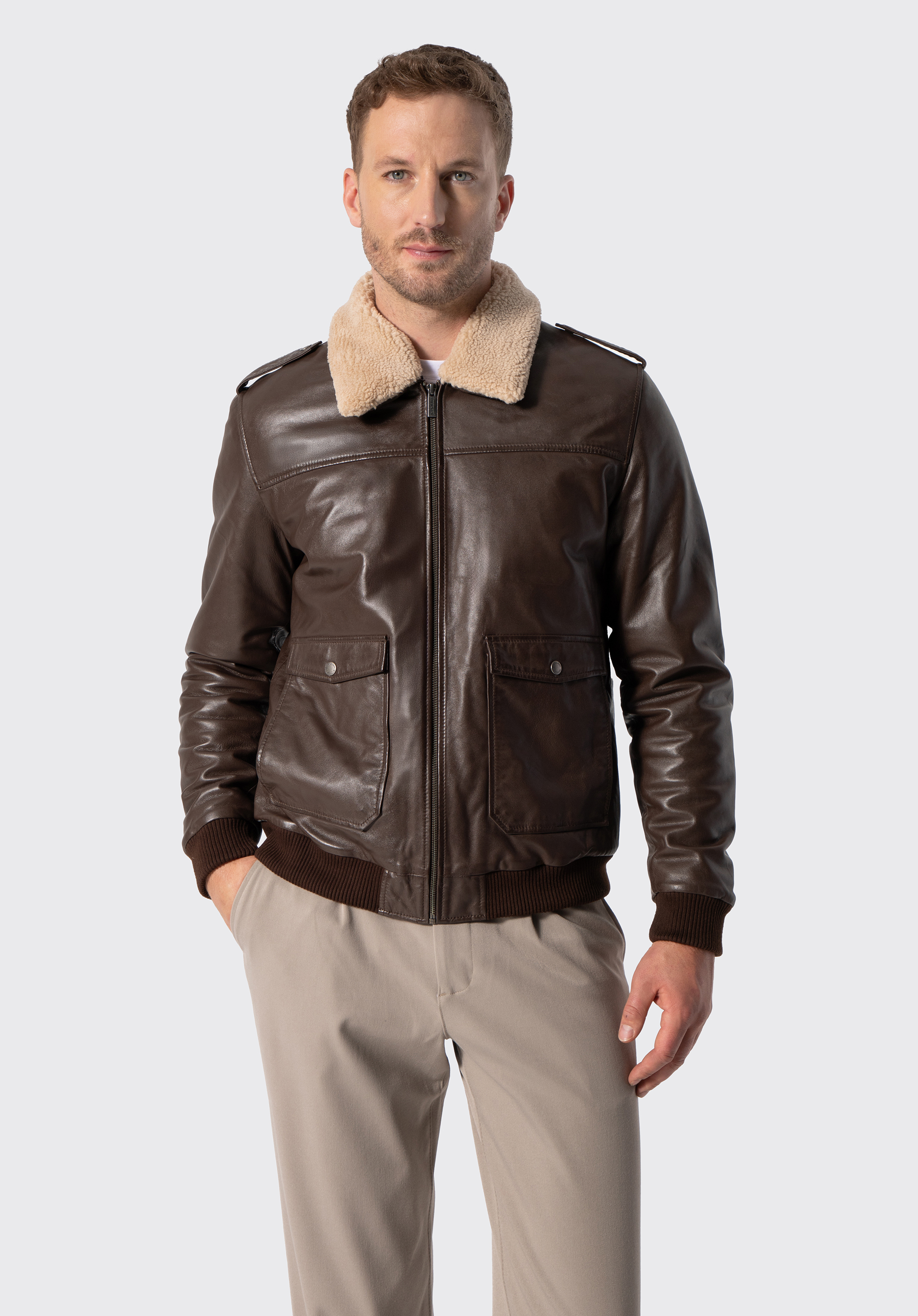 Lederfliegerjacke für Herren, dunkelbraun, 103-09-860-4-2XL, Bild 1