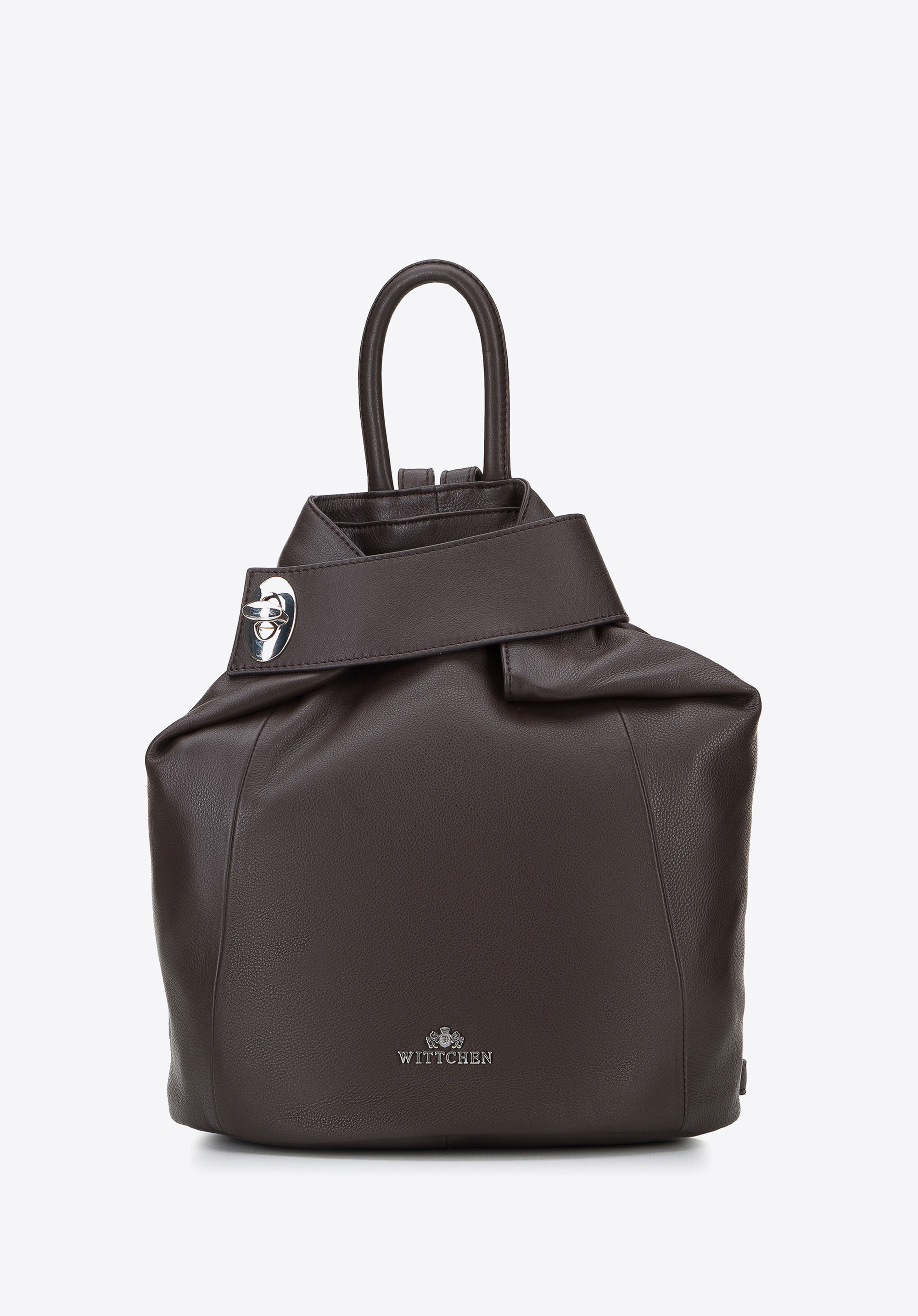 Lederrucksack für Damen mit Stirnband, dunkelbraun, 95-4E-017-4, Bild 1