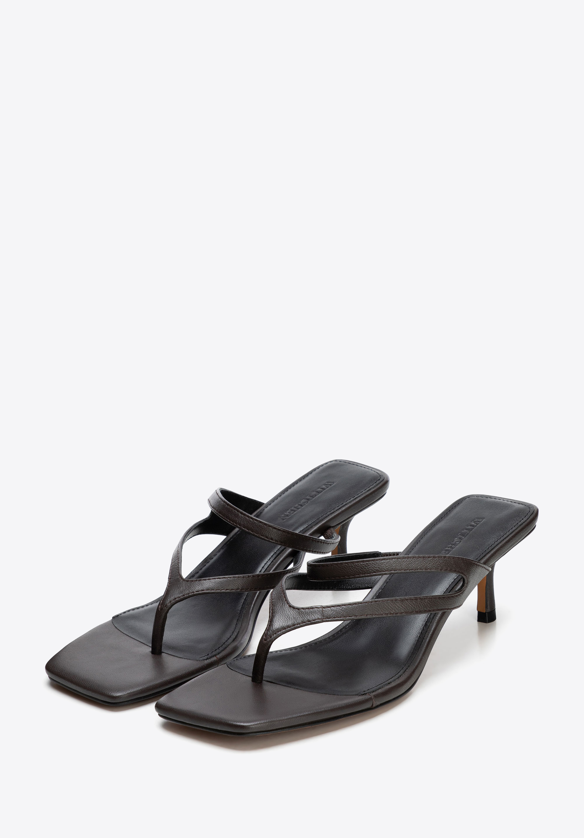 Ledersandalen mit niedrigem Absatz, dunkelbraun, 102-D-362-4-36, Bild 1