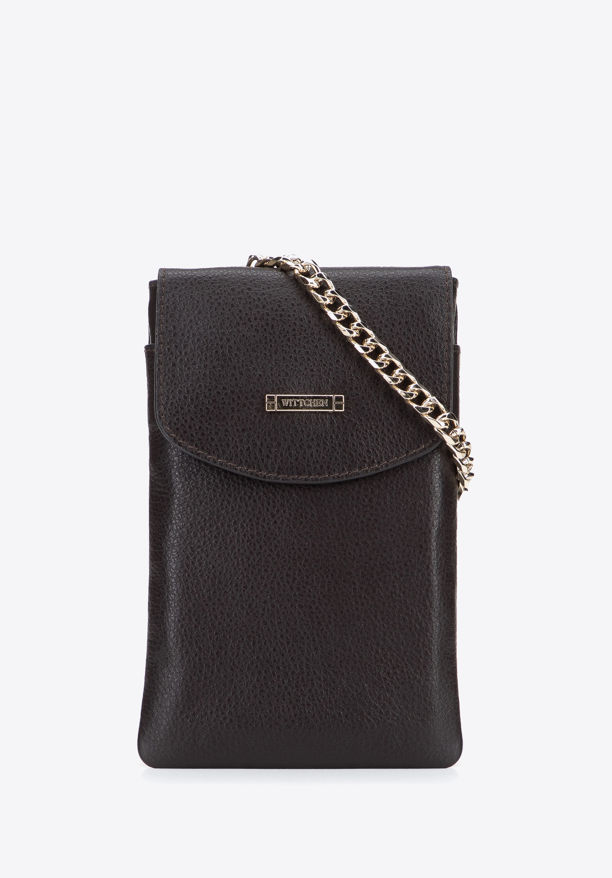 Mini-Tasche aus Leder mit  Kette, dunkelbraun, 29-2E-001-4, Bild 1