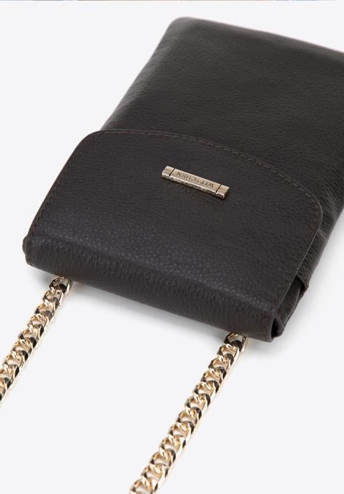 Mini-Tasche aus Leder mit  Kette, dunkelbraun, 29-2E-001-4, Bild 4
