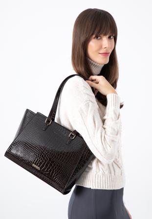 Mittelgroße Damenhandtasche., dunkelbraun, 97-4Y-751-3, Bild 1
