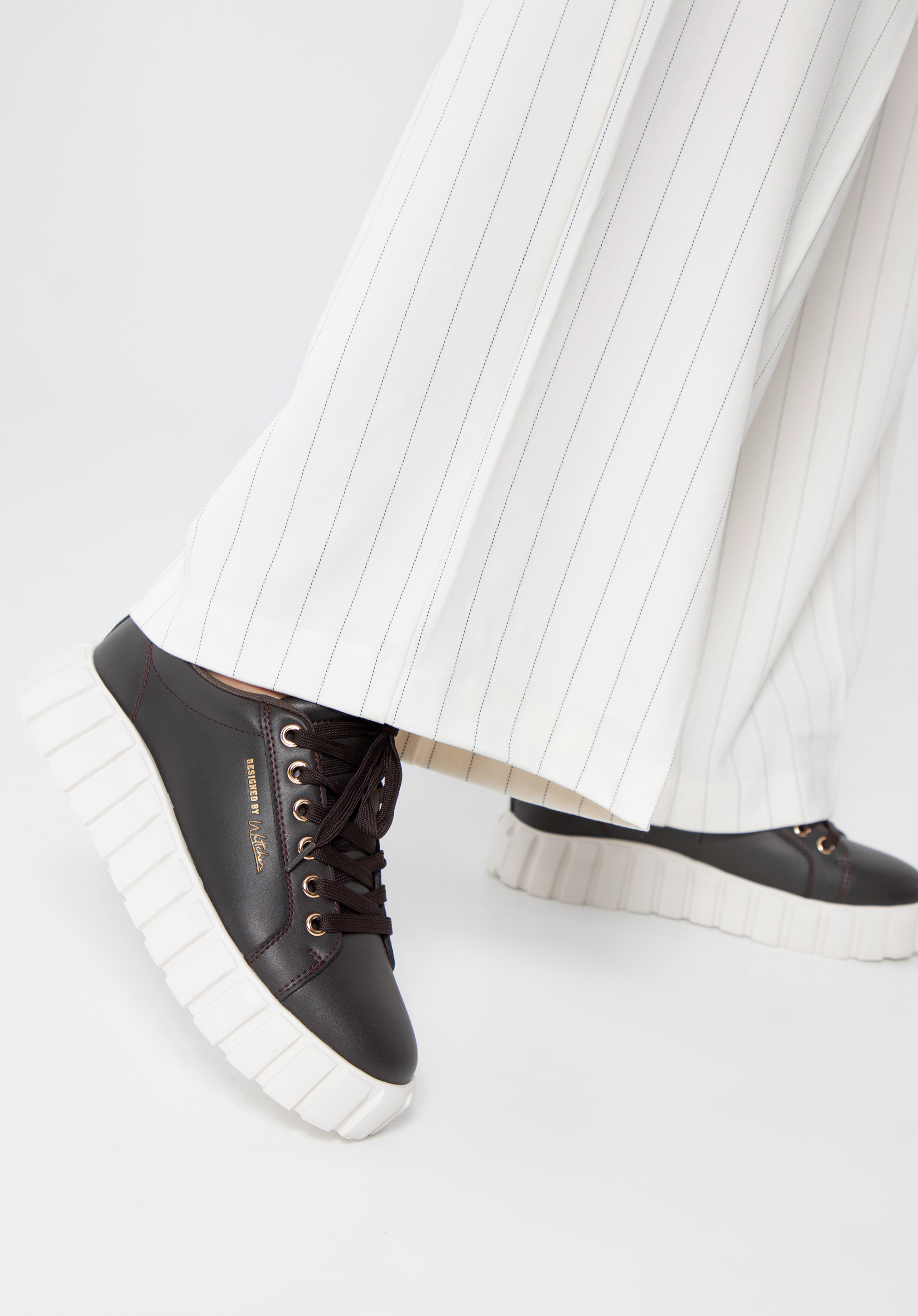 Mode-Plateau-Sneaker aus Leder für Damen, dunkelbraun, 97-D-951-4-37, Bild 1