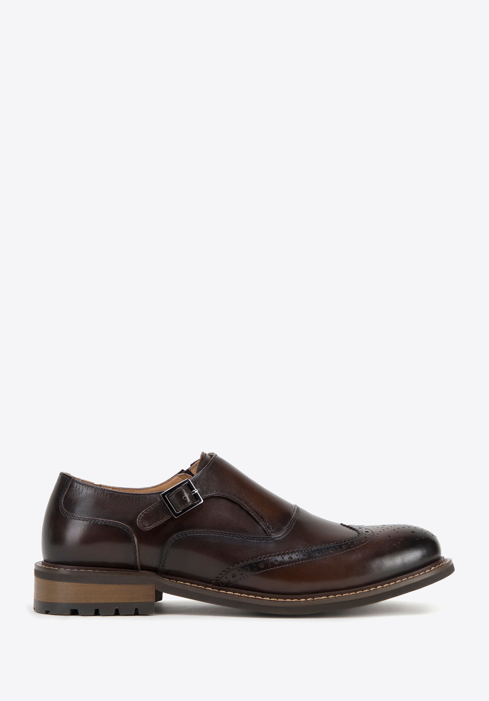 Monks aus gestanztem Leder für Herren, dunkelbraun, 98-M-714-5-44, Bild 1