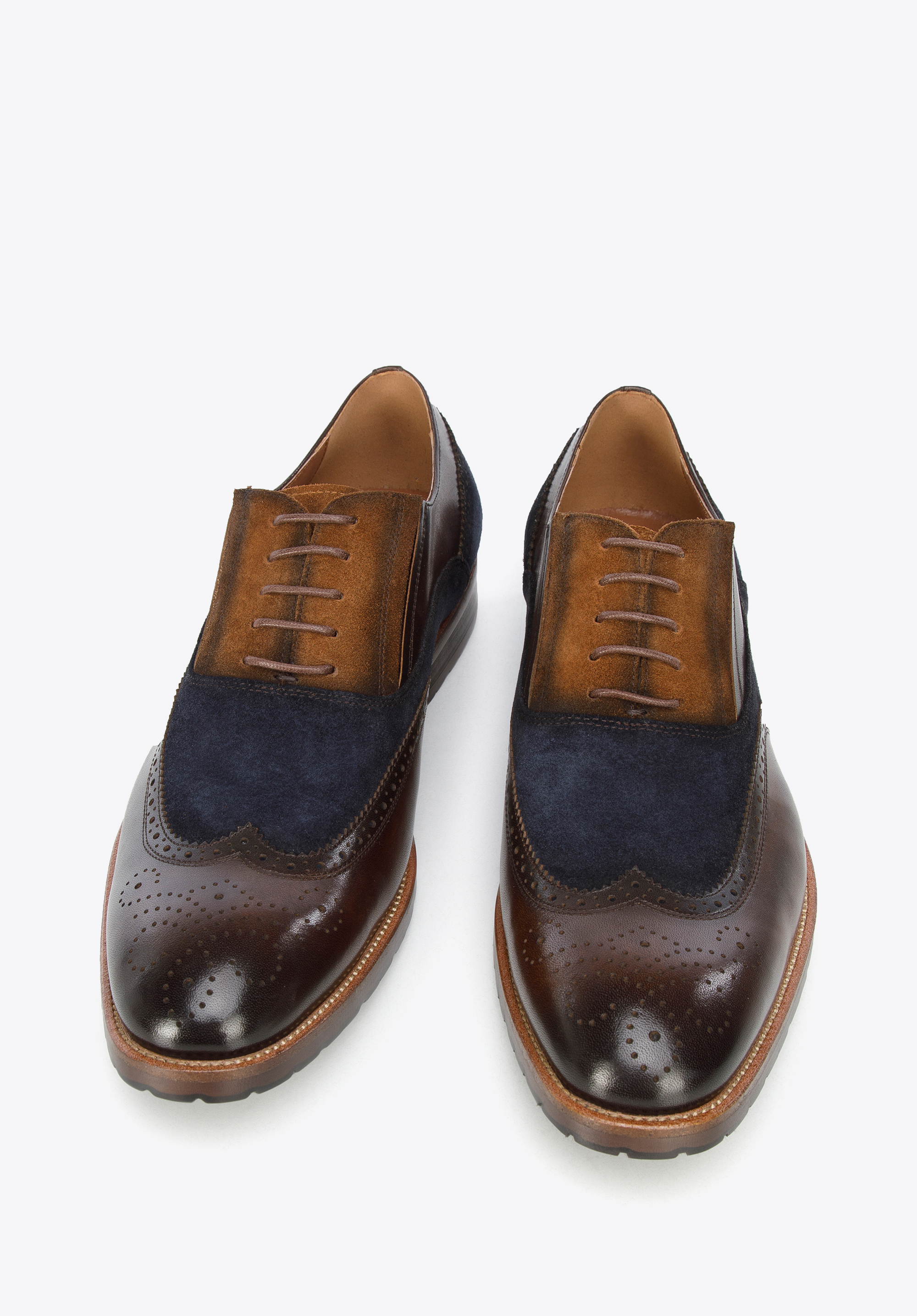 Schattierte Oxfords für Herren aus zwei Lederarten, dunkelbraun, 96-M-705-4-45, Bild 1