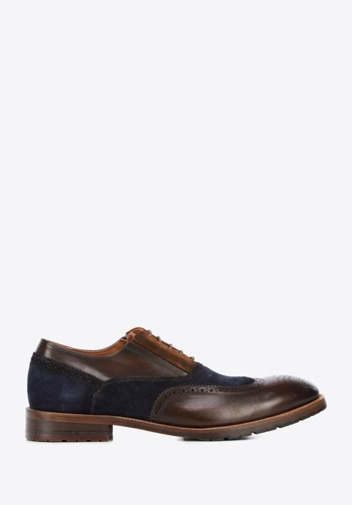 Schattierte Oxfords für Herren aus zwei Lederarten, dunkelbraun, 96-M-705-4-42, Bild 1