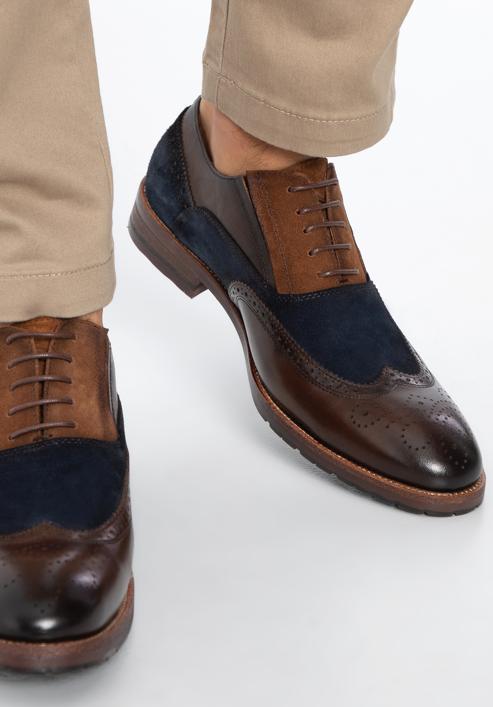 Schattierte Oxfords für Herren aus zwei Lederarten, dunkelbraun, 96-M-705-4-41, Bild 16