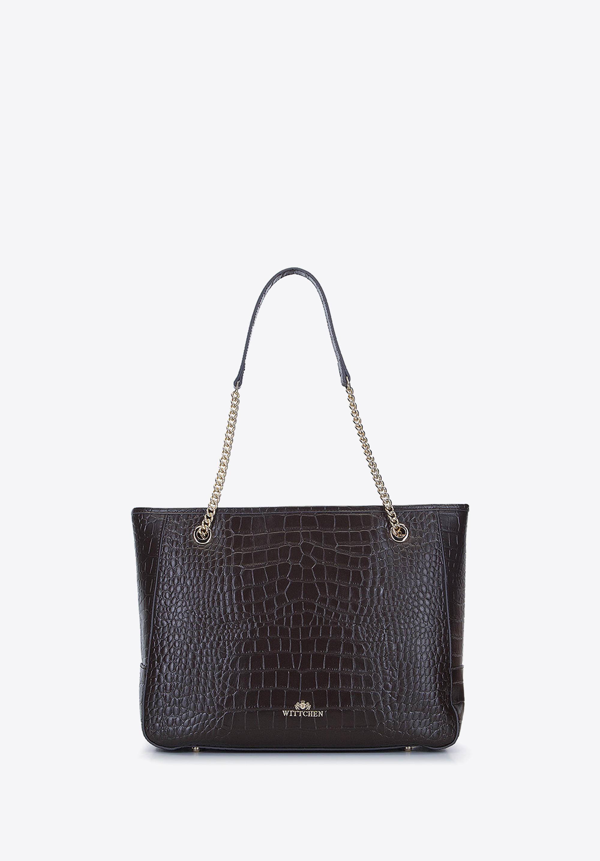 Shopper-Tasche aus Leder mit Kette an den Griffen