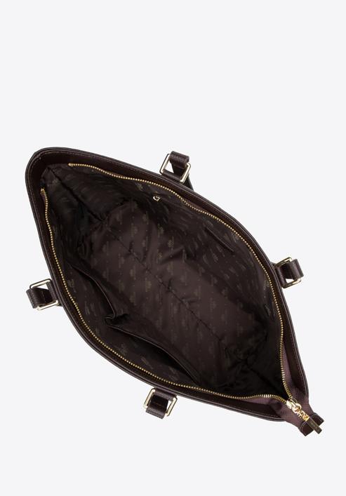 Shopper-Tasche aus Leder mit Vordertasche, dunkelbraun, 29-4E-017-4, Bild 4