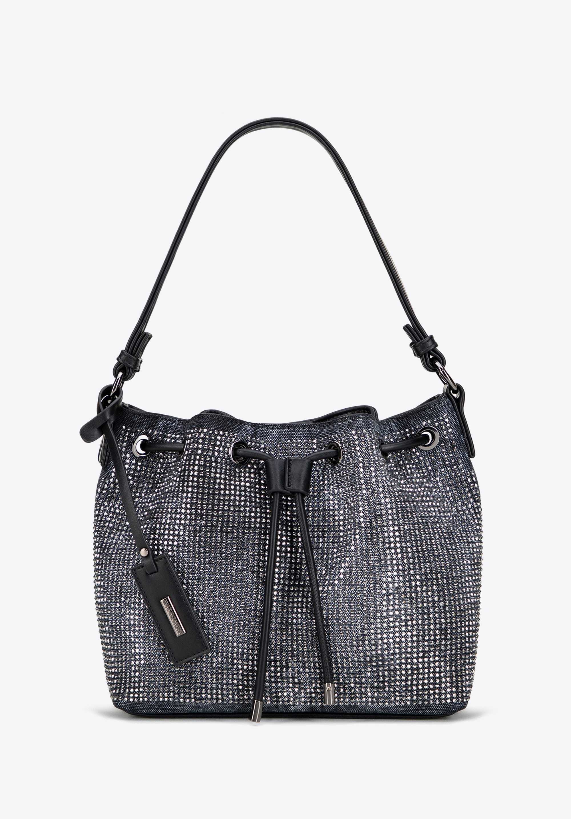 Damen Hobo Bag mit dekorativen Strass-Details, dunkelgrau, 101-4Y-716-88, Bild 1