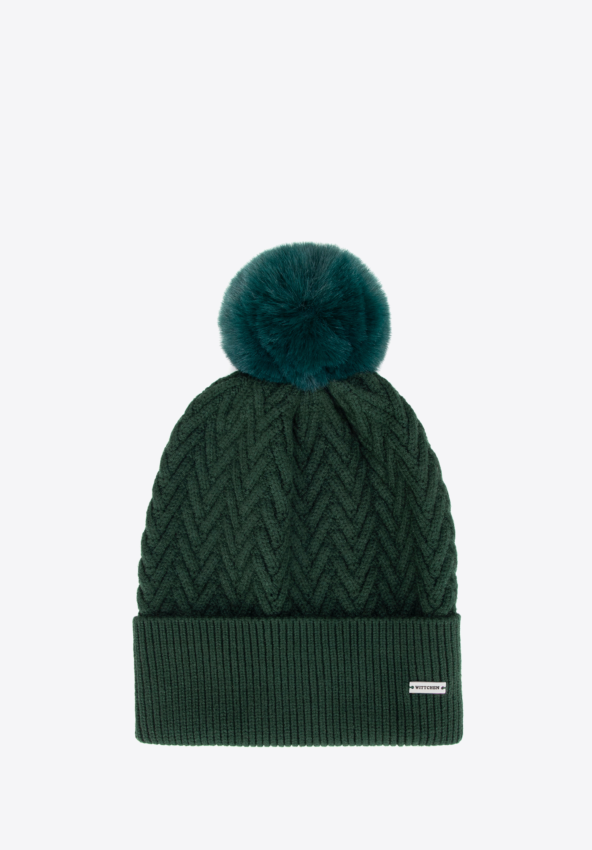 Damenmütze mit zartem Bommel, dunkelgrün, 99-HF-007-ZZ, Bild 1