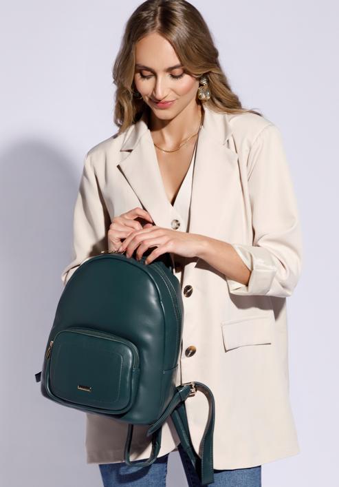 Damenrucksack mit verbrämten Tasche, dunkelgrün, 95-4Y-518-Z, Bild 15