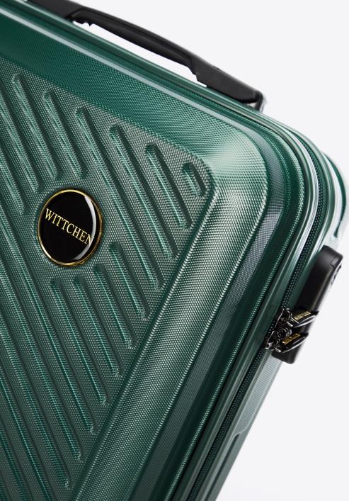 Großer Koffer aus ABS mit diagonalen Streifen, dunkelgrün, 56-3A-743-10, Bild 9