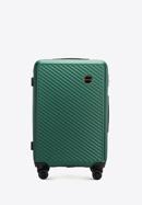 Mittelgroßer Koffer aus ABS mit diagonalen Streifen, dunkelgrün, 56-3A-742-10, Bild 1