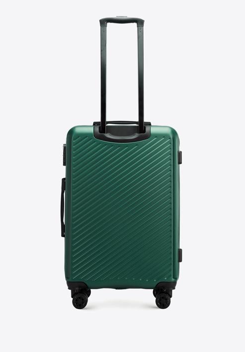 Mittelgroßer Koffer aus ABS mit diagonalen Streifen, dunkelgrün, 56-3A-742-85, Bild 3