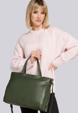 Laptoptasche für Damen aus Leder, dunkelgrün, 93-4E-204-Z, Bild 1