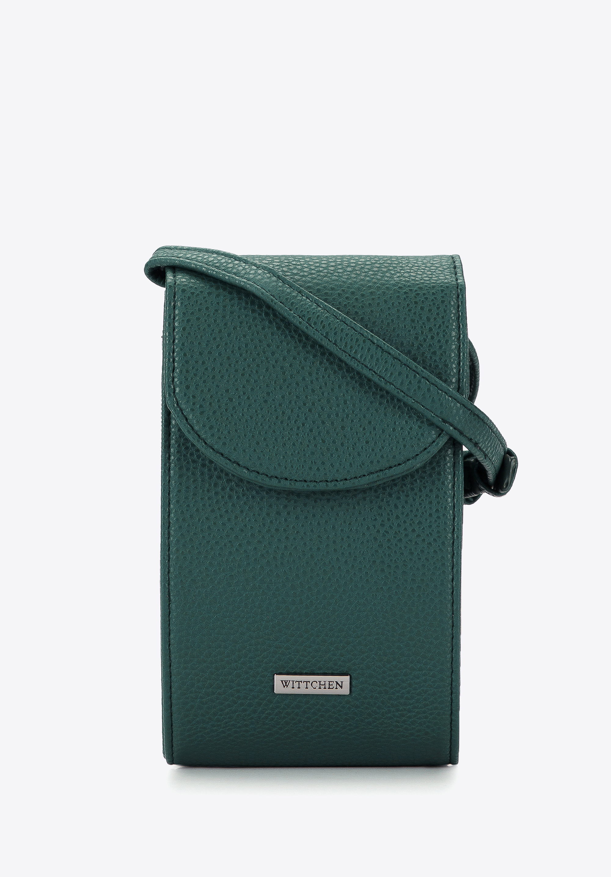Mini-Tasche aus Öko-Leder mit abgerundeter Klappe, dunkelgrün, 95-2Y-060-Z, Bild 1