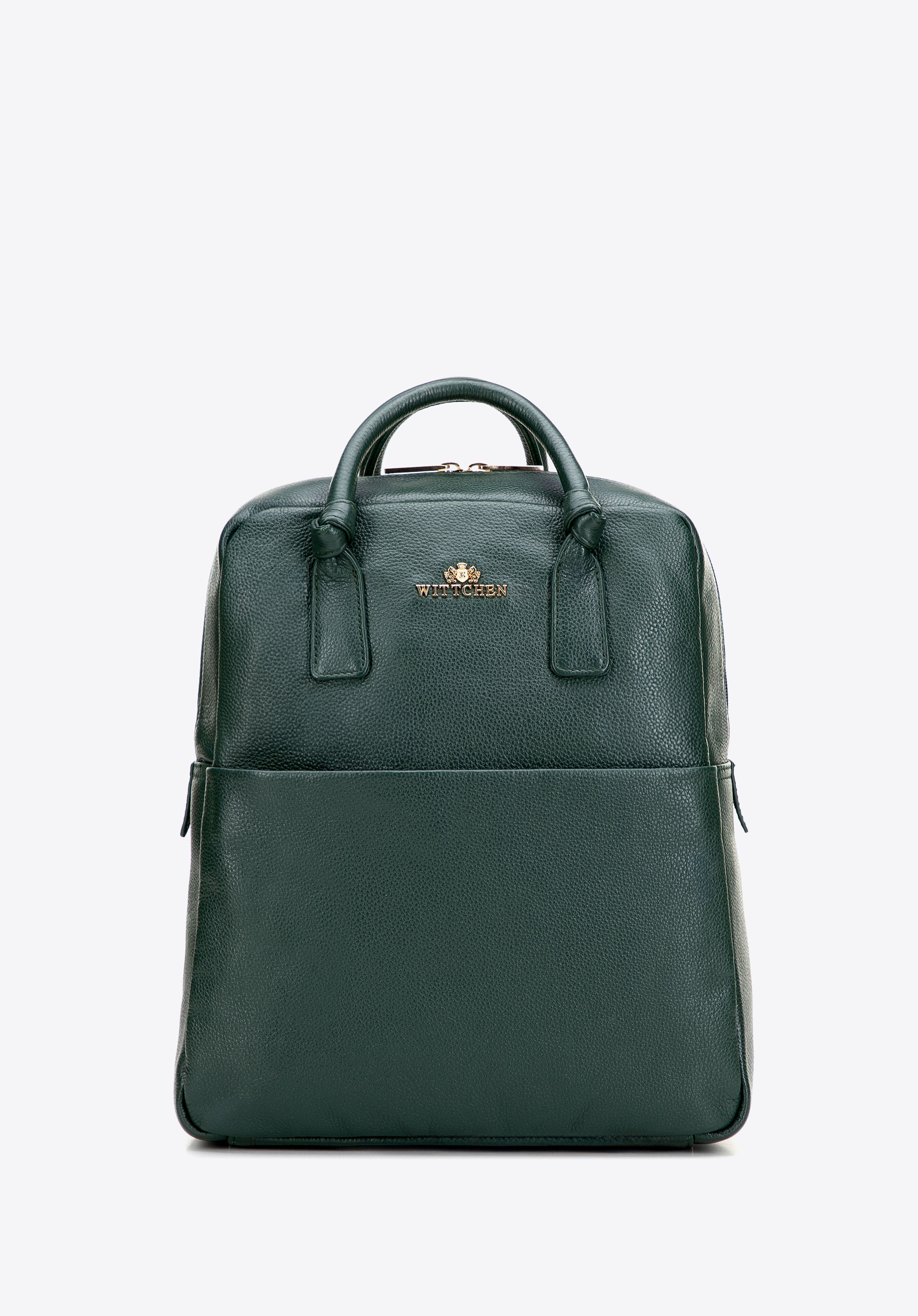 Rechteckiger Damen-Rucksack aus Leder, dunkelgrün, 101-4E-805-Z, Bild 1