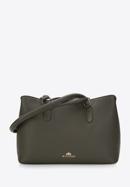 Shopper-Tasche aus Leder mit zwei Fächern, dunkelgrün, 97-4E-001-Z, Bild 1