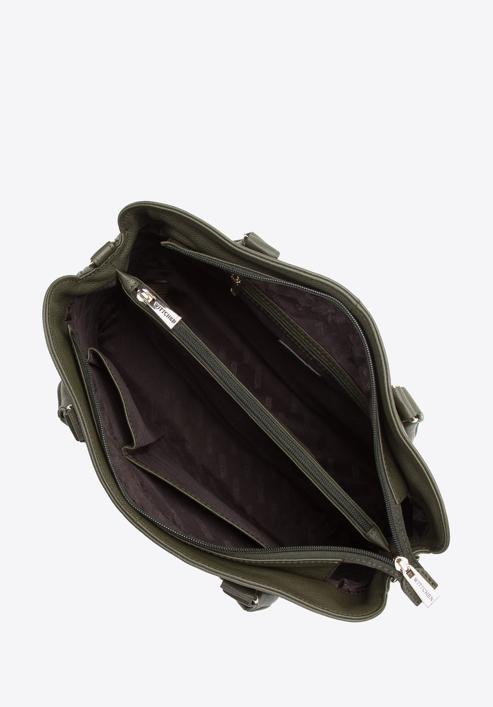 Shopper-Tasche aus Leder mit zwei Fächern, dunkelgrün, 97-4E-001-Z, Bild 4