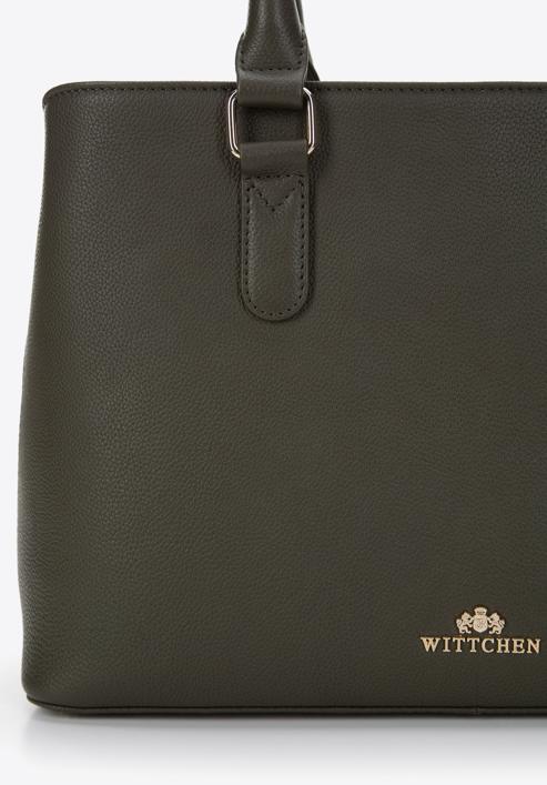 Shopper-Tasche aus Leder mit zwei Fächern, dunkelgrün, 97-4E-001-Z, Bild 5