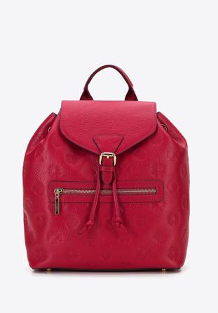 Damen-Rucksack aus Leder mit Monogramm, dunkelpink, 96-4E-606-P, Bild 1