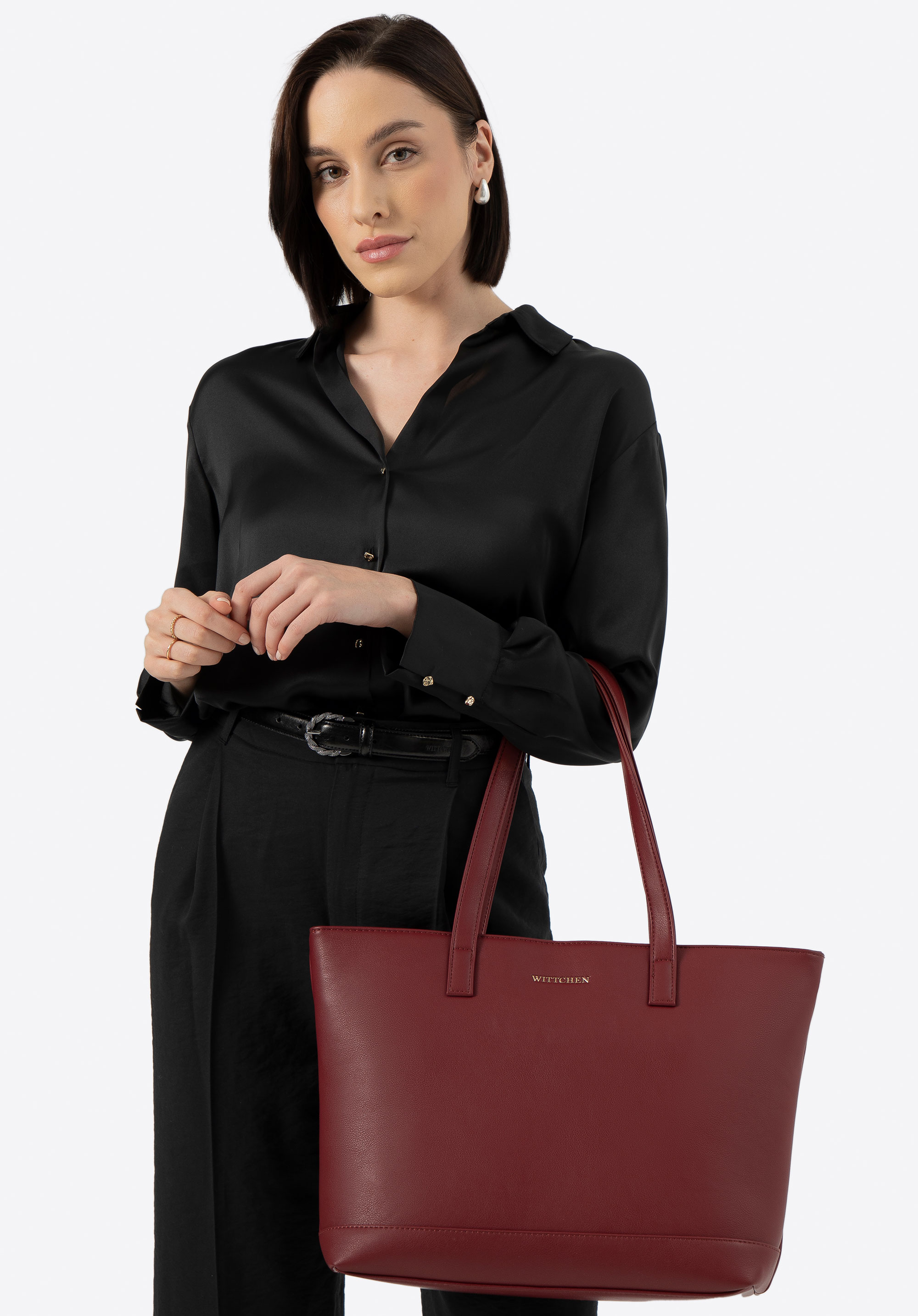 15,6"-Laptoptasche für Damen aus Öko-Leder, dunkelrot, 100-4Y-915-3, Bild 1