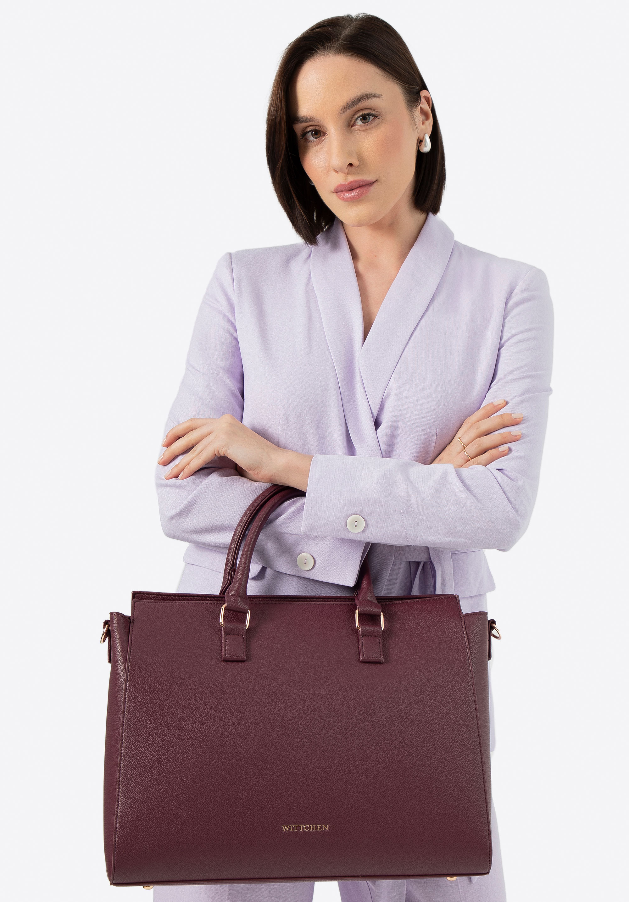 17"-Laptoptasche für Damen aus Öko-Leder, dunkelrot, 100-4Y-919-3, Bild 1