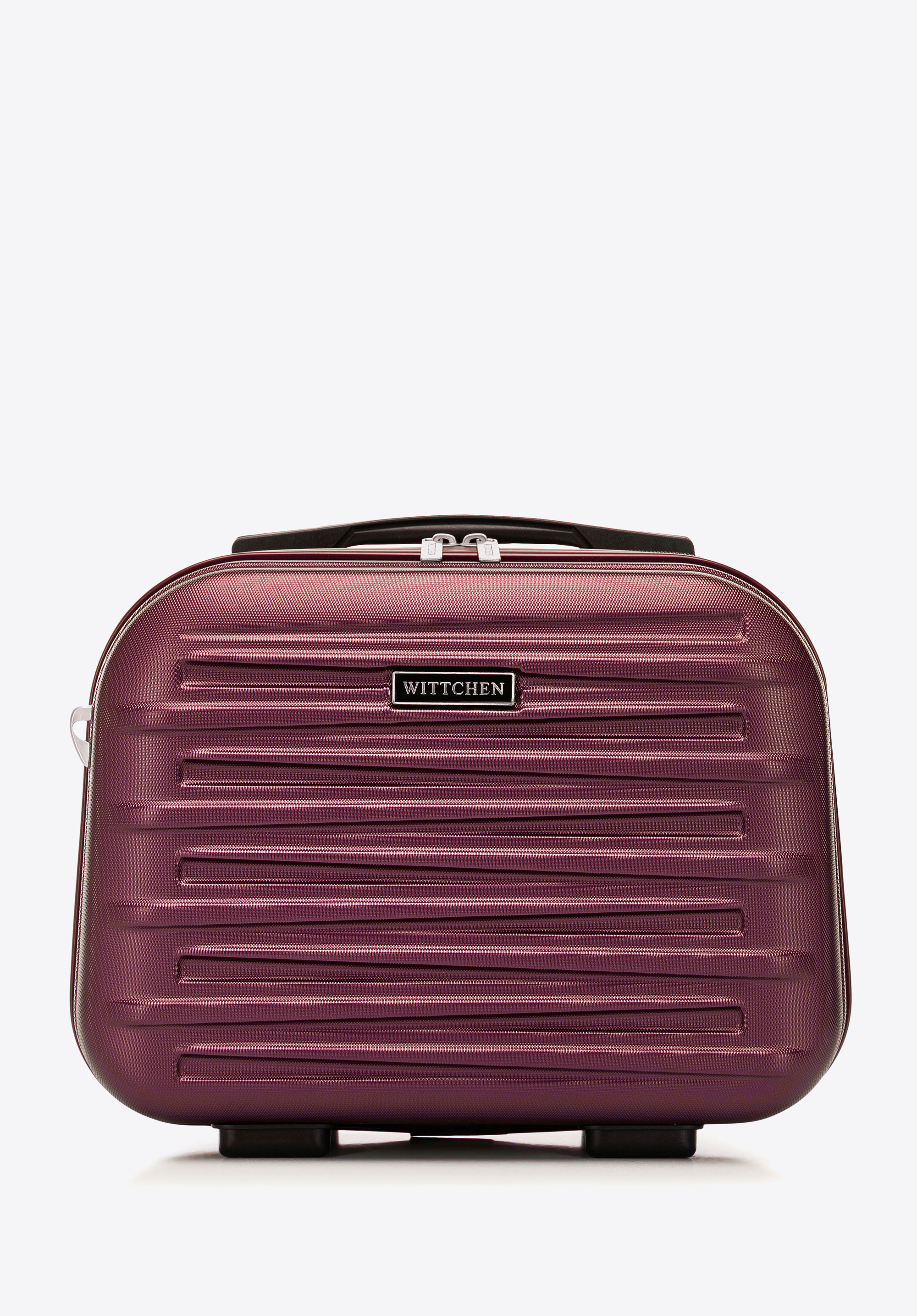 Kosmetiktasche aus ABS mit horizontaler Prägung, dunkelrot, 56-3A-004-30, Bild 1