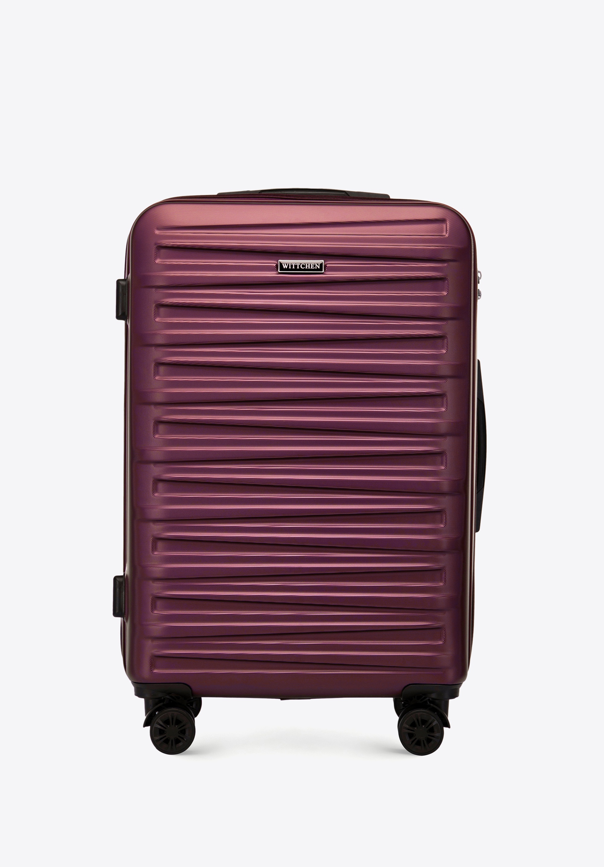 Mittleres ABS- Koffer mit horizontaler Prägung, dunkelrot, 56-3A-002-30, Bild 1