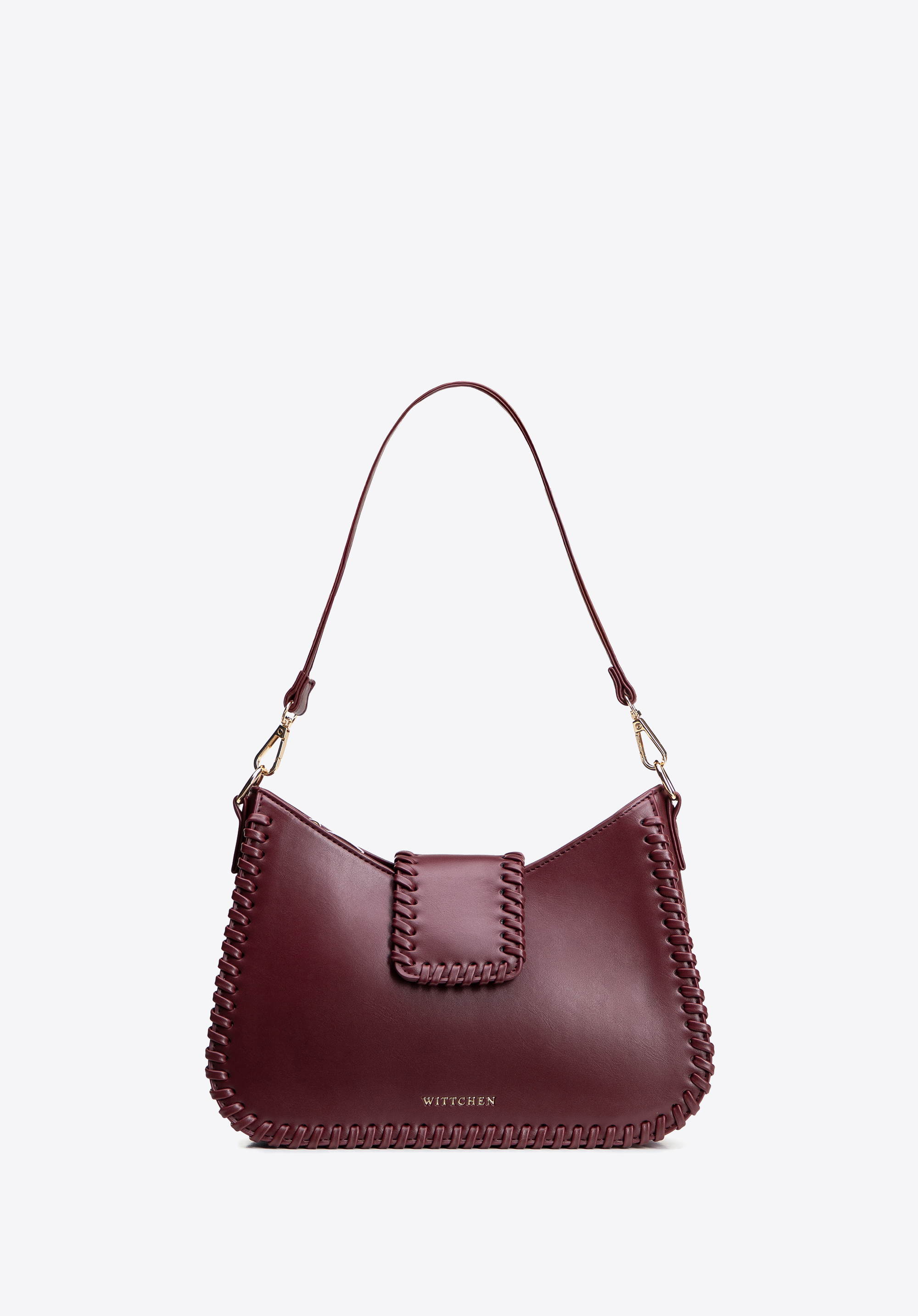 Baguette-Handtasche aus Kunstleder mit dekorativer Flechtung, dunkelrot, 101-4Y-404-3, Bild 1