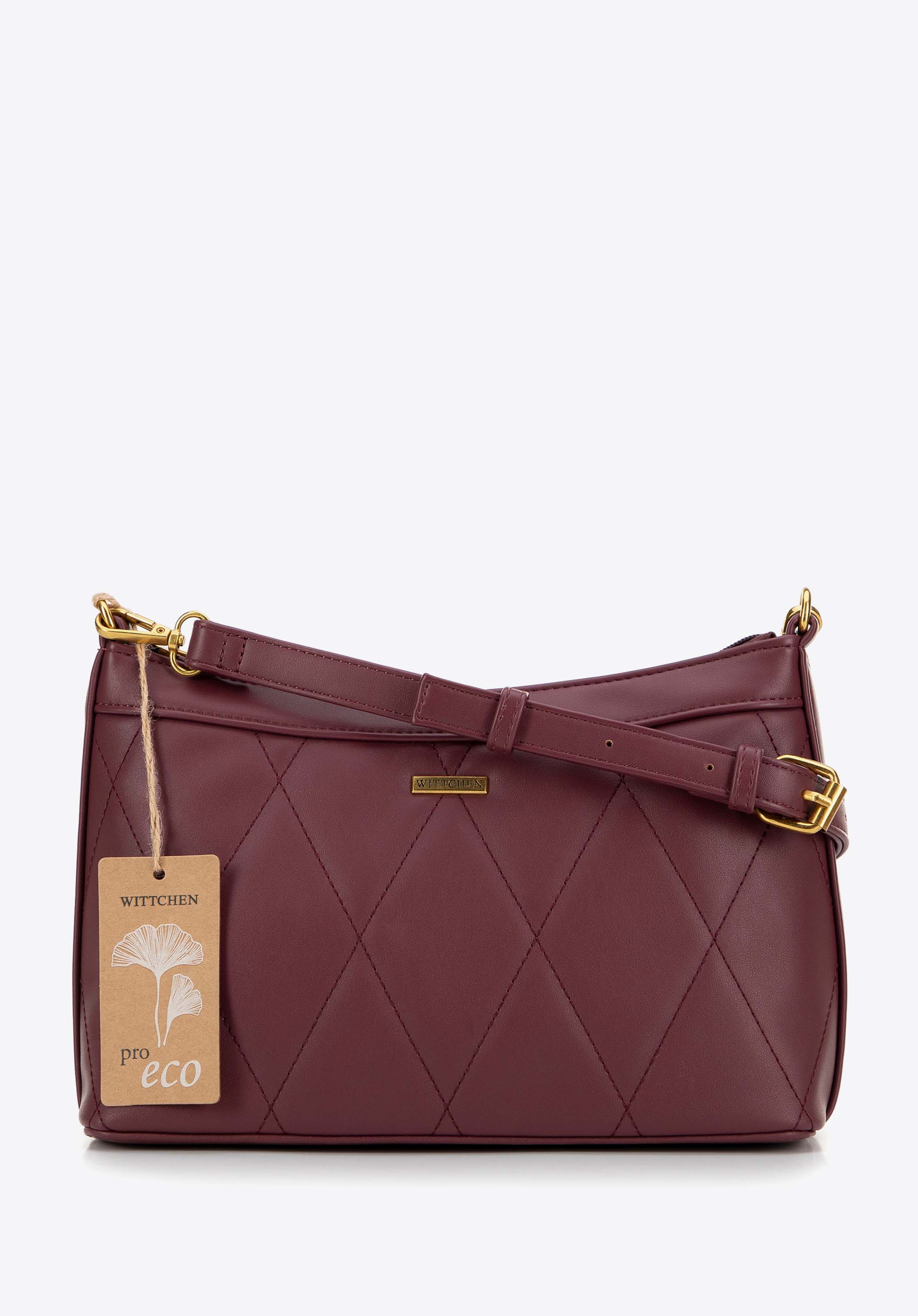 Baguette-Tasche aus genähtem Öko-Leder, dunkelrot, 99-4Y-210-3, Bild 1