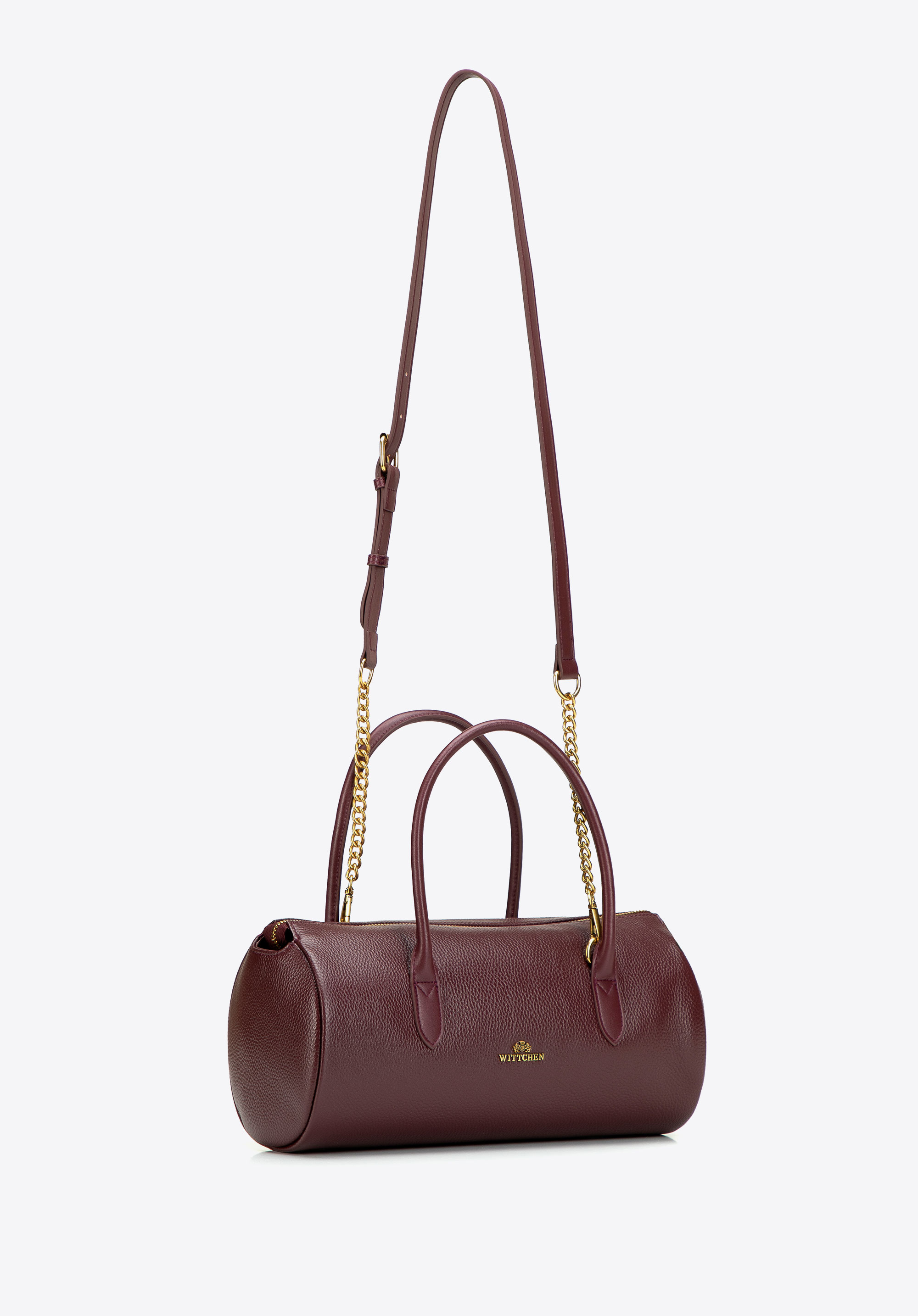 Bowlingtasche aus Leder für Damen, dunkelrot, 103-4E-207-3, Bild 1