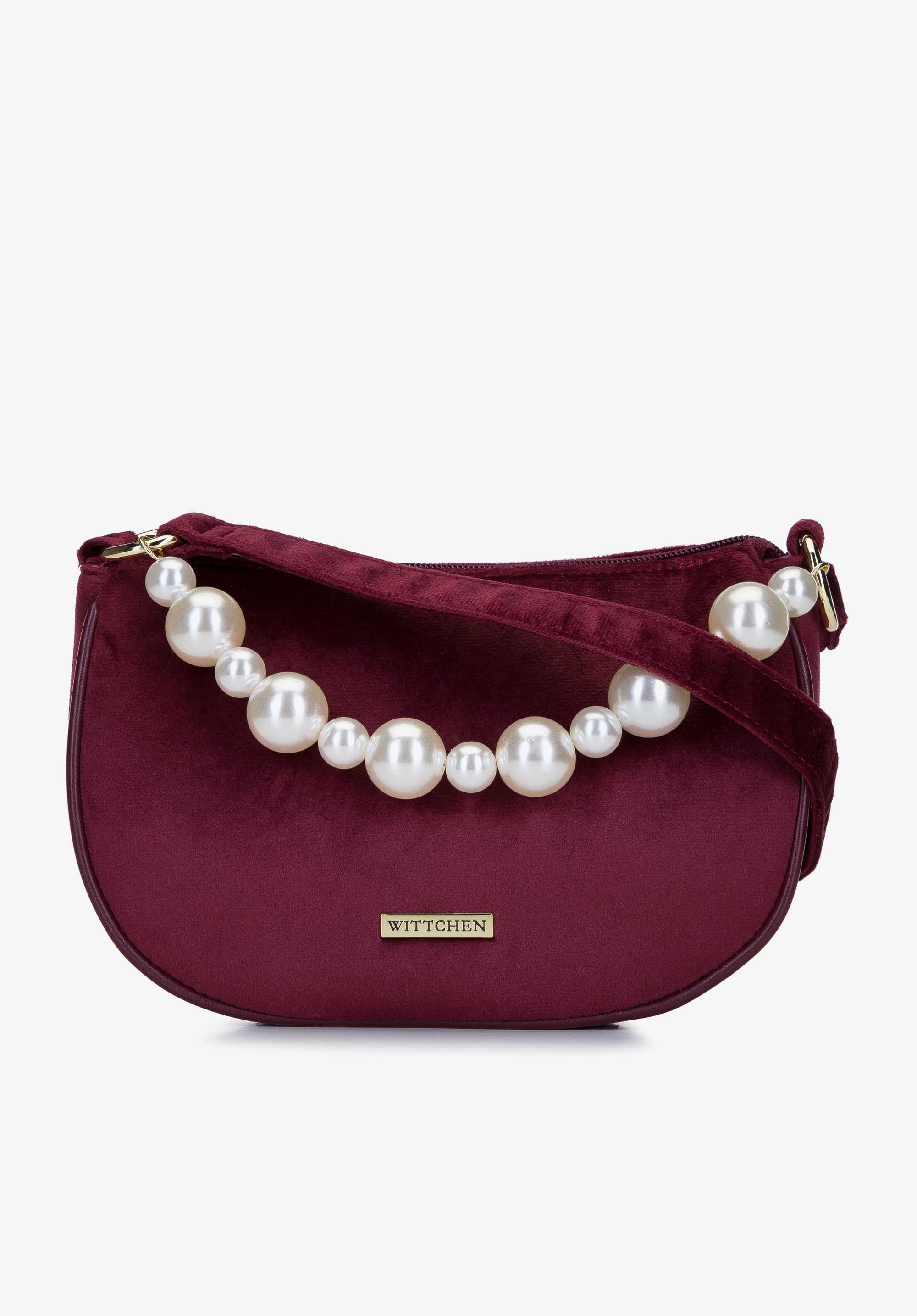 Damen-Abendtasche mit Perlen, dunkelrot, 93-4Y-433-2, Bild 1