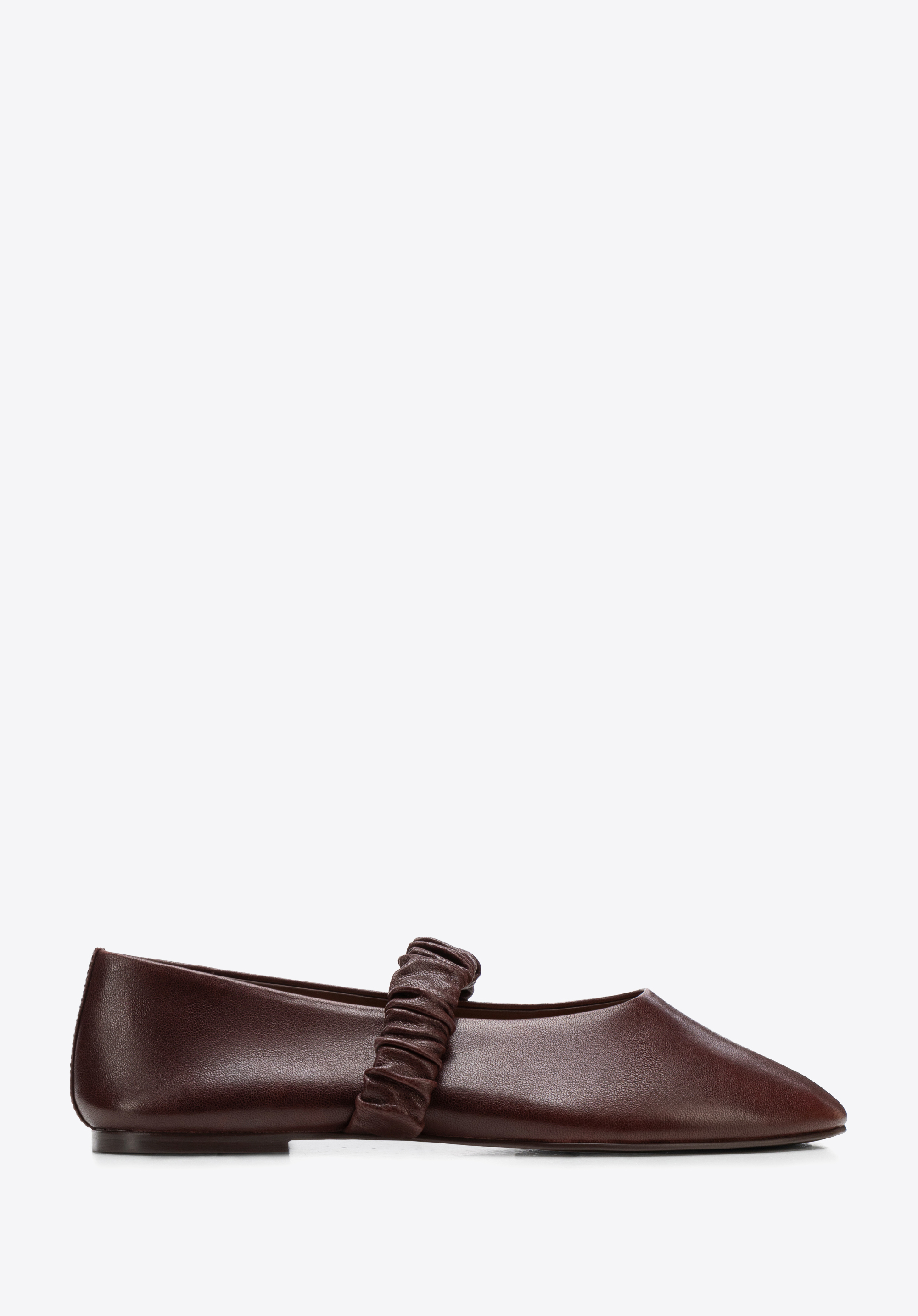 Damen-Ballerinas aus Leder mit gerafftem Riemen, dunkelrot, 103-D-360-3-37, Bild 1