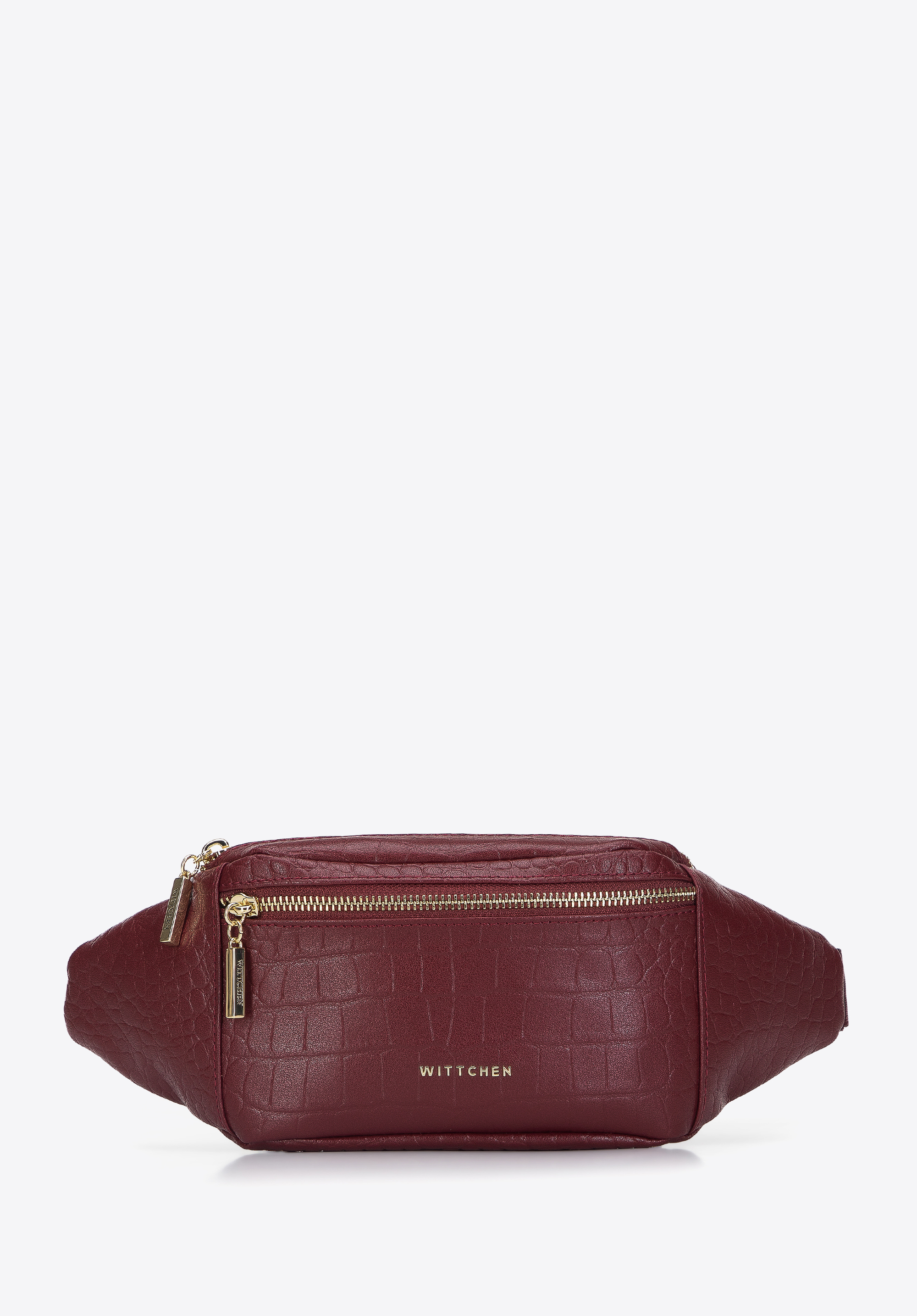 Damen-Gürteltasche aus Leder mit Krokoprägung