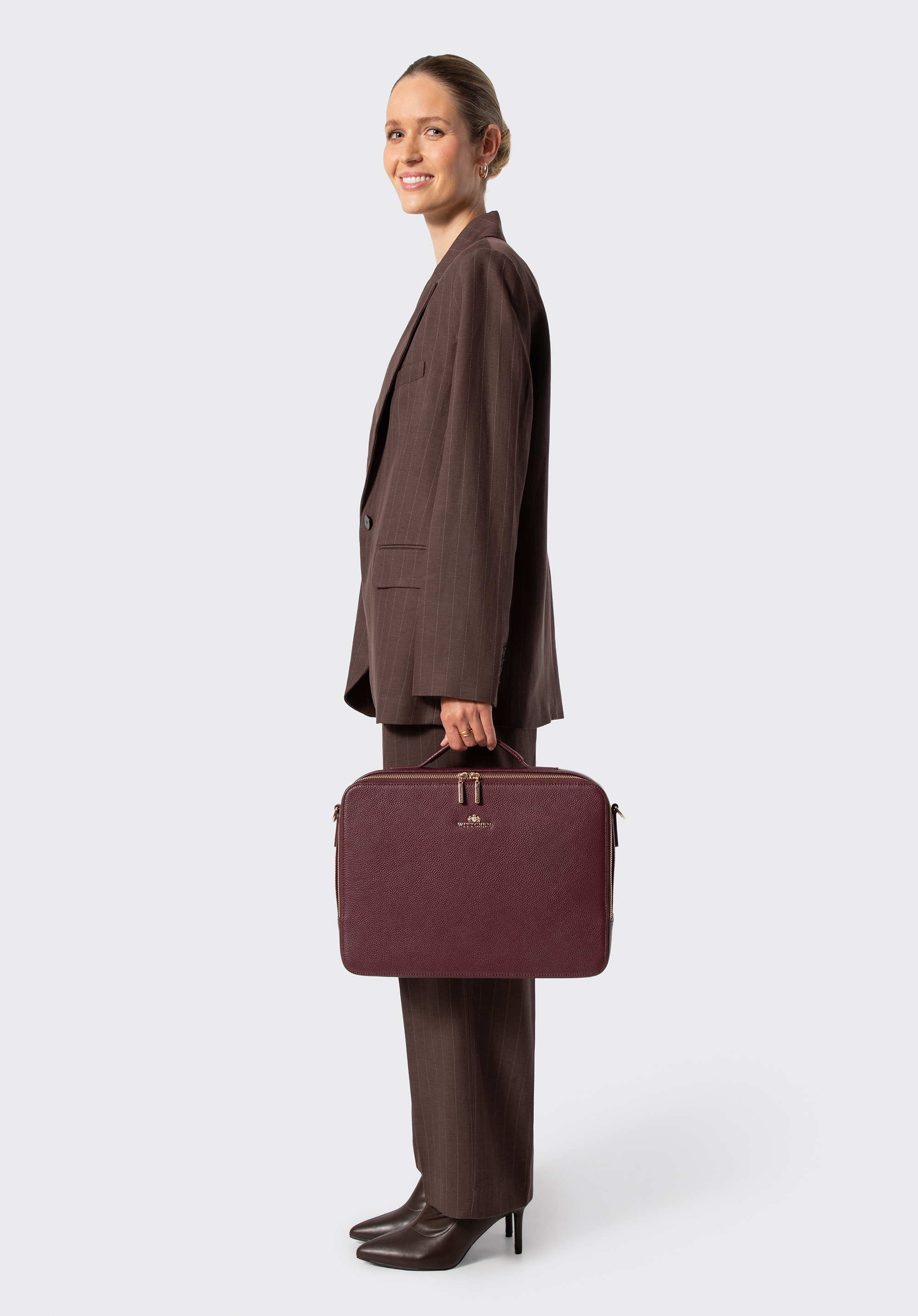 Damen-Laptoptasche (15 Zoll) mit zwei Fächern, dunkelrot, 103-2E-617-3, Bild 1