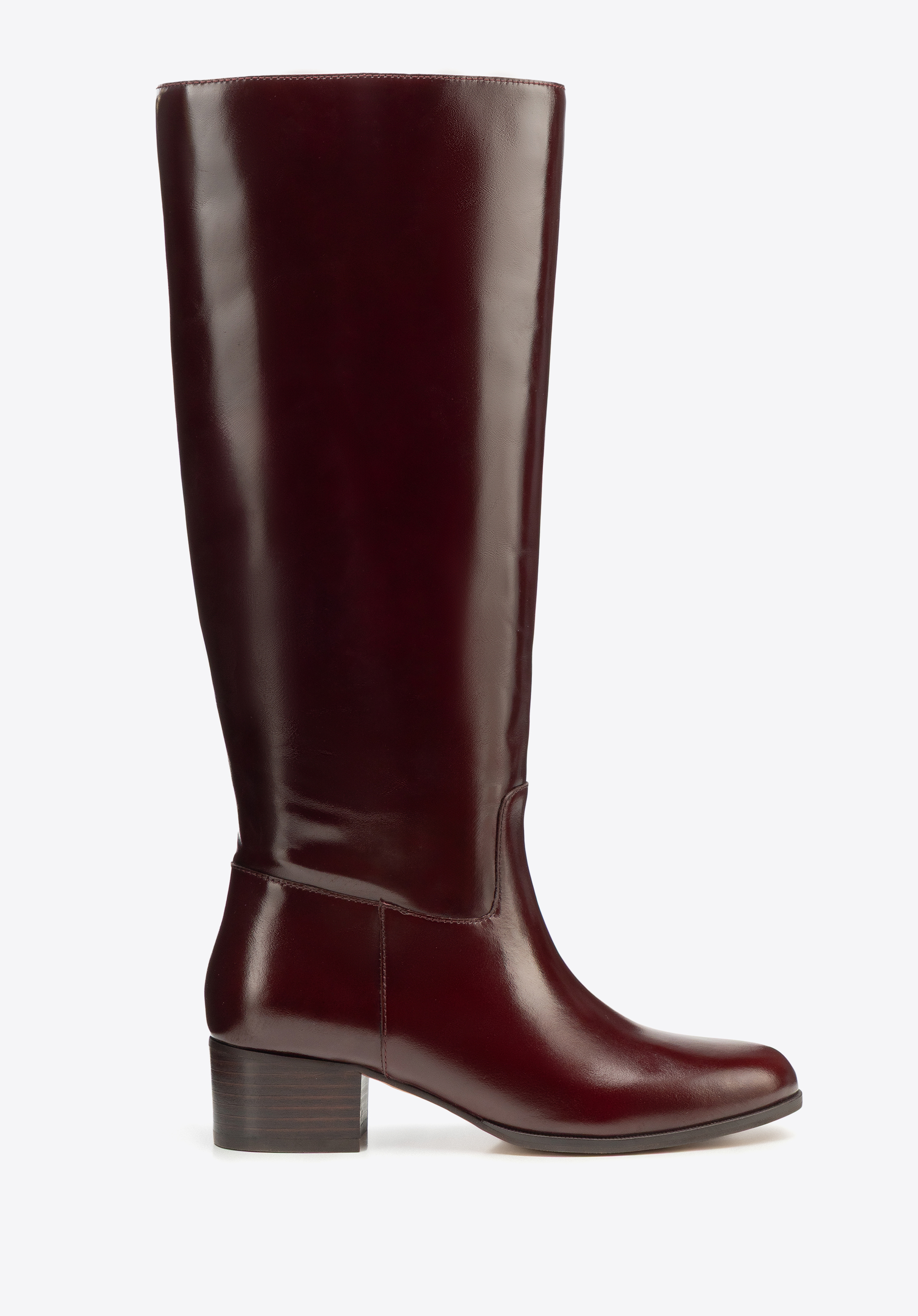 Damen Lederstiefel mit Blockabsatz, dunkelrot, 101-D-352-3-40, Bild 1