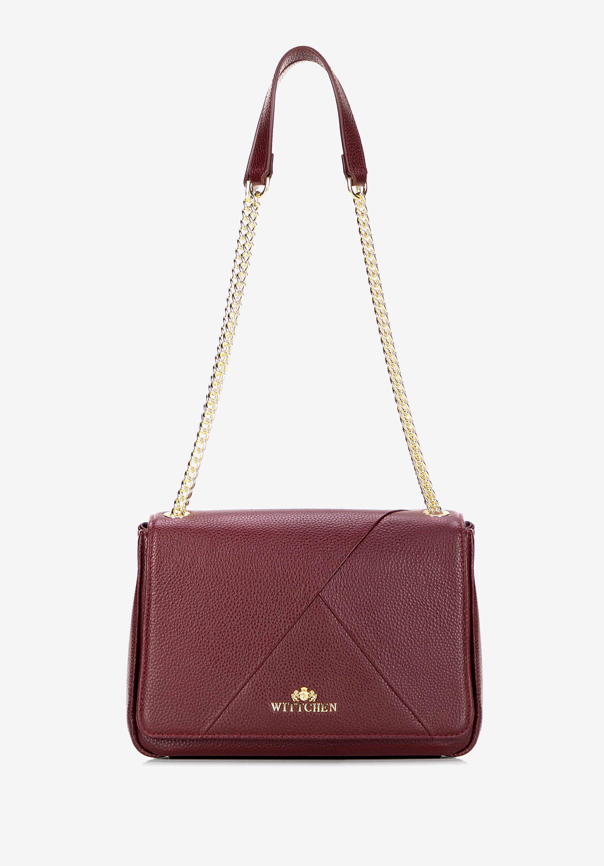 Damen-Ledertasche mit Überschlag und Ziernähten, dunkelrot, 99-4E-627-9, Bild 1