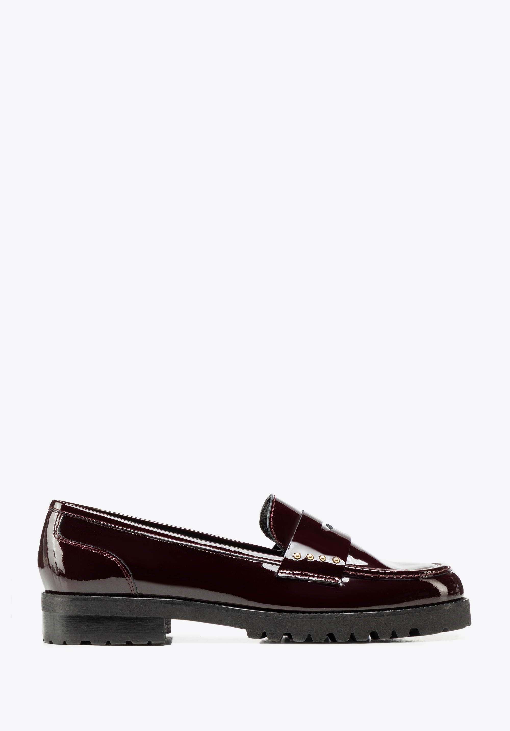Damen-Loafer aus Lackleder mit Nieten, dunkelrot, 101-D-109-3-41, Bild 1