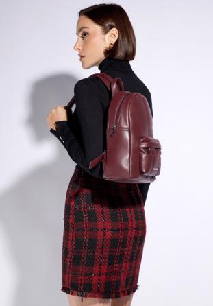Damen-Rucksack aus Kunstleder, dunkelrot, 95-4Y-425-3, Bild 1