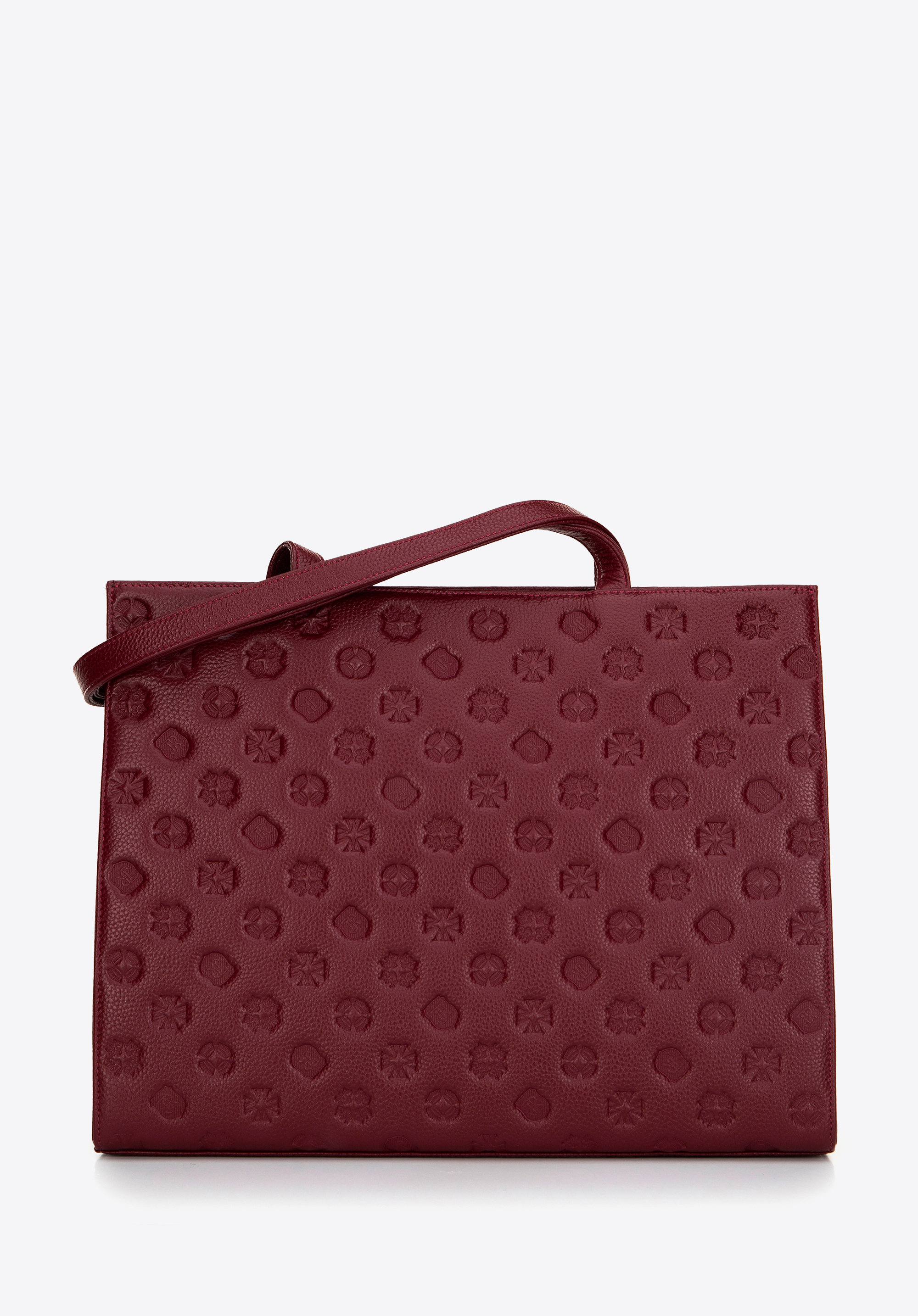 Damen Shopper aus Leder, dunkelrot, 99-4E-301-3, Bild 1