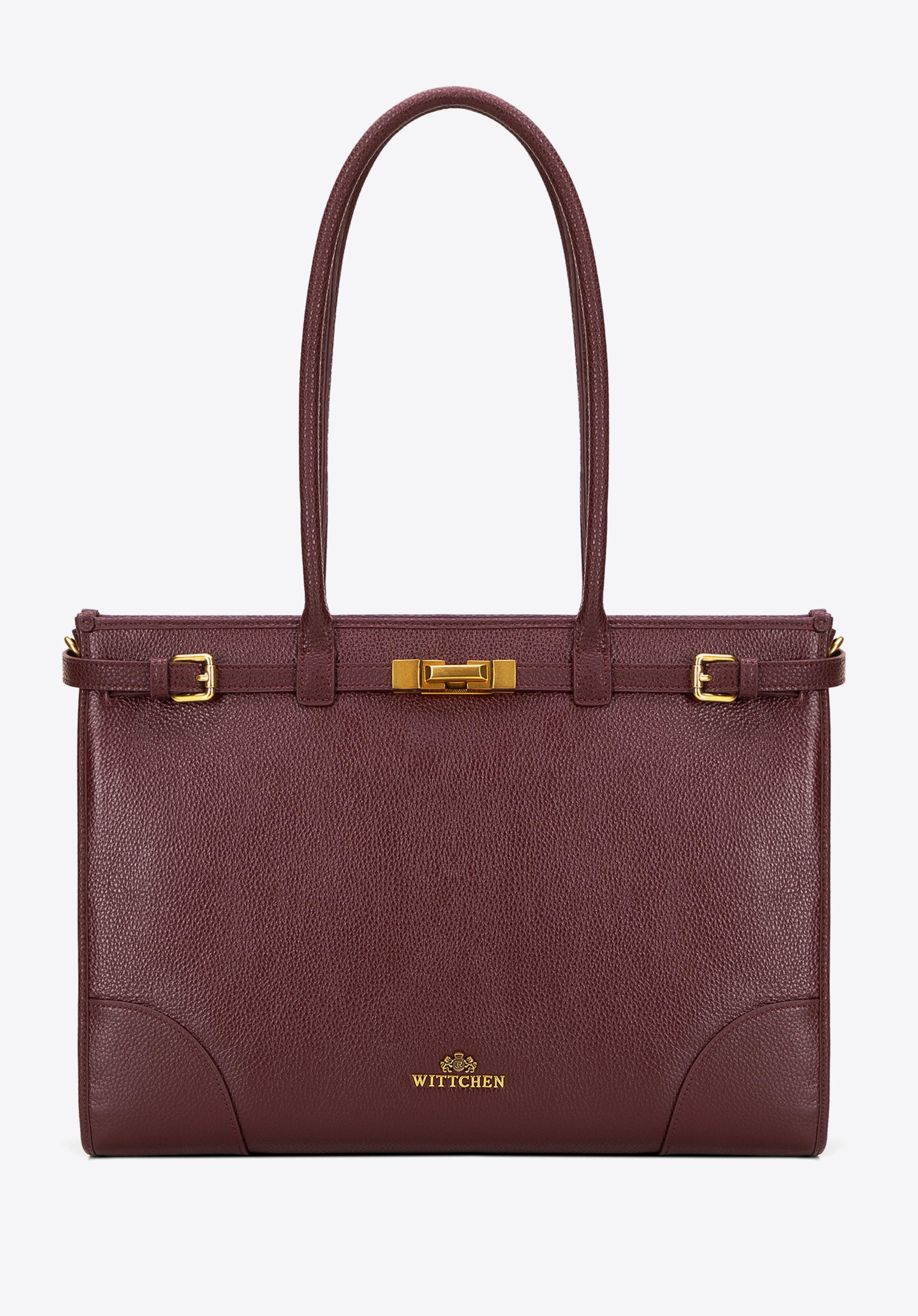 Damen-Shopper aus Leder mit genarbter Struktur, dunkelrot, 101-4E-205-3, Bild 1